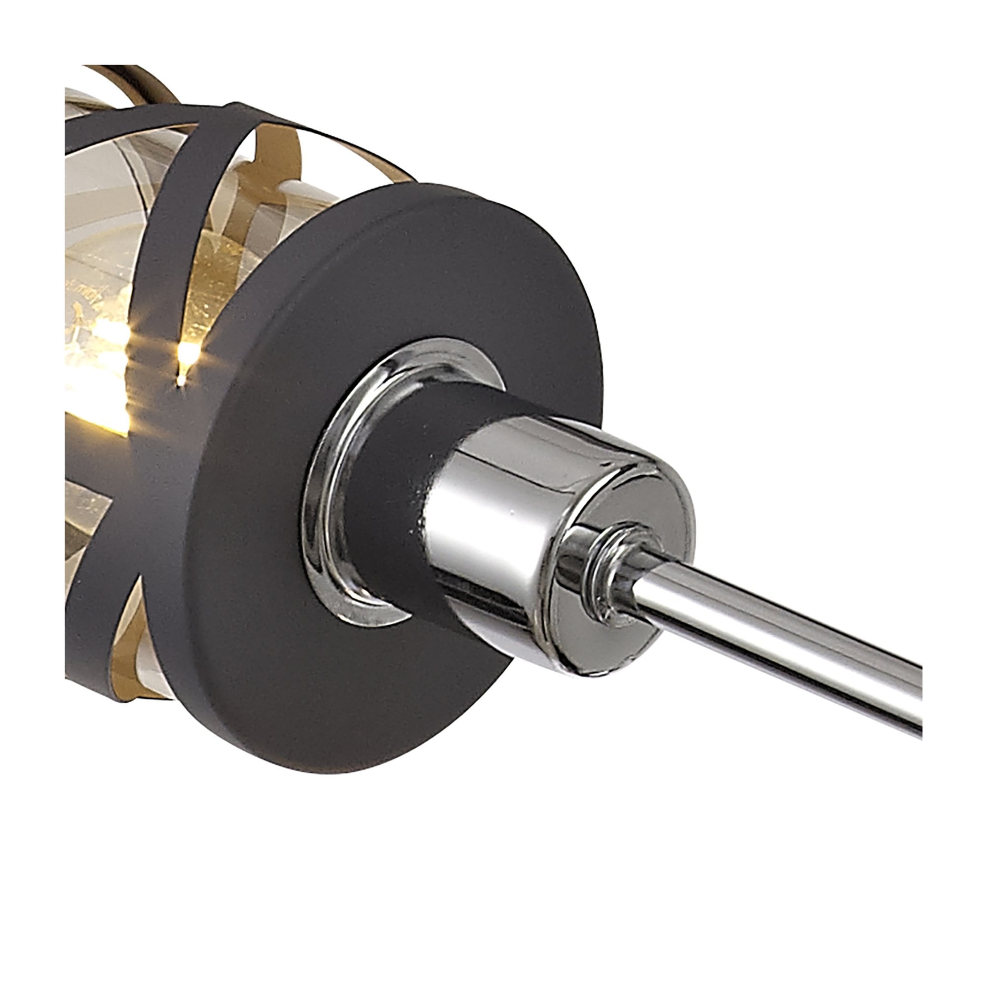 Fabula Leaden Adjustable 4 Light Pendant - Matt Grey, Polished Chrome & Cognac Glass