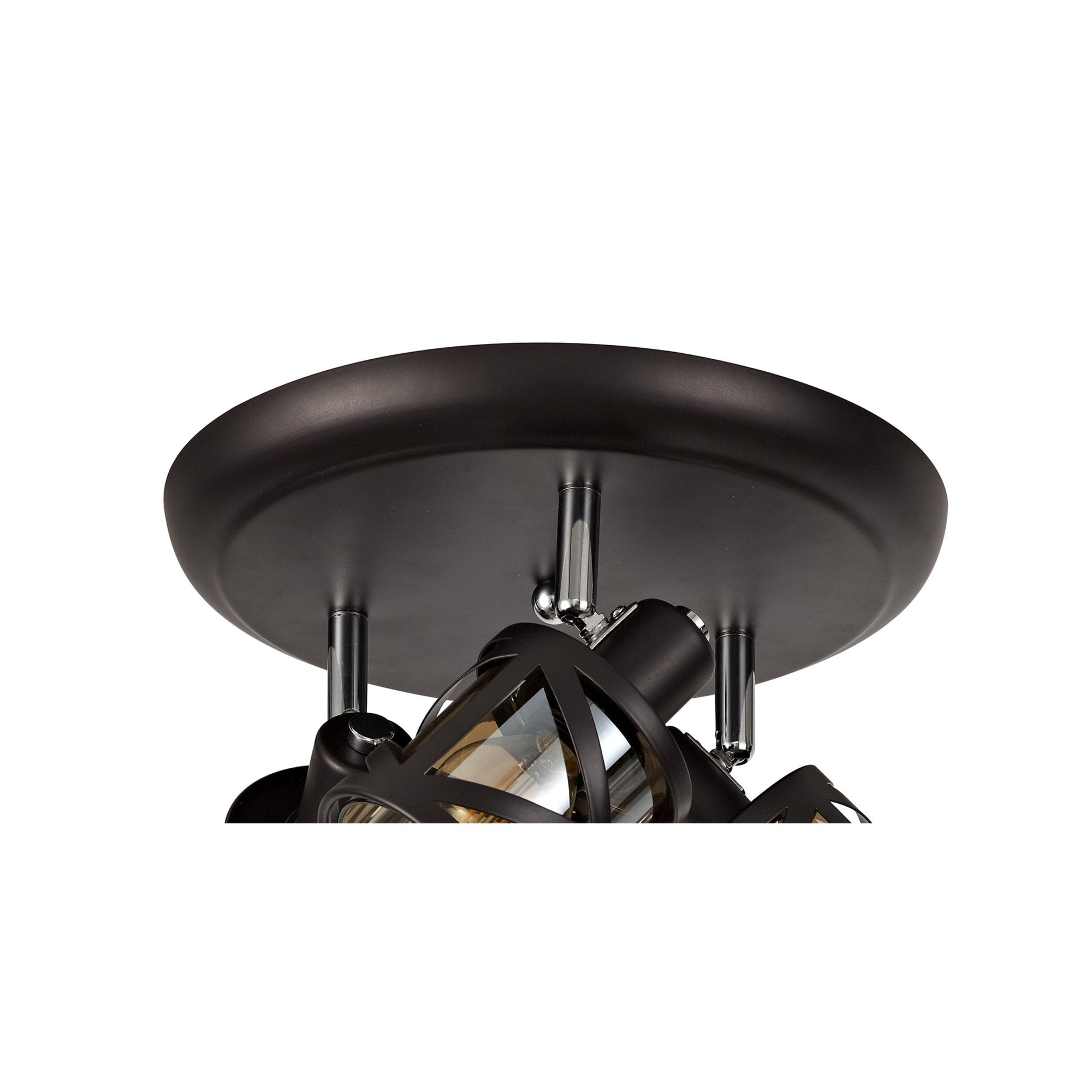 Fabula Leaden 3 Light Round Spotlight - Oiled Bronze, Polished Chrome & Amber Glass