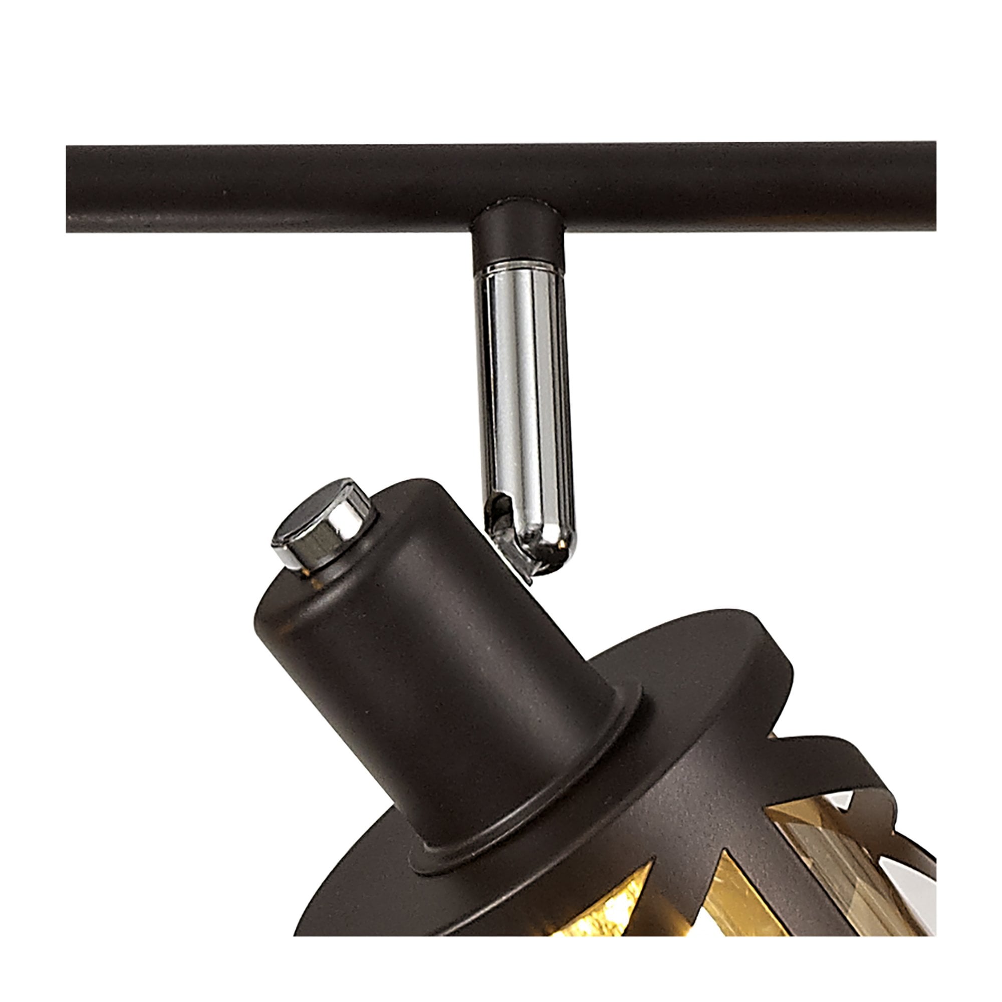 Fabula Leaden 4 Light Linear Bar Spotlight - Oiled Bronze, Polished Chrome & Amber Glass