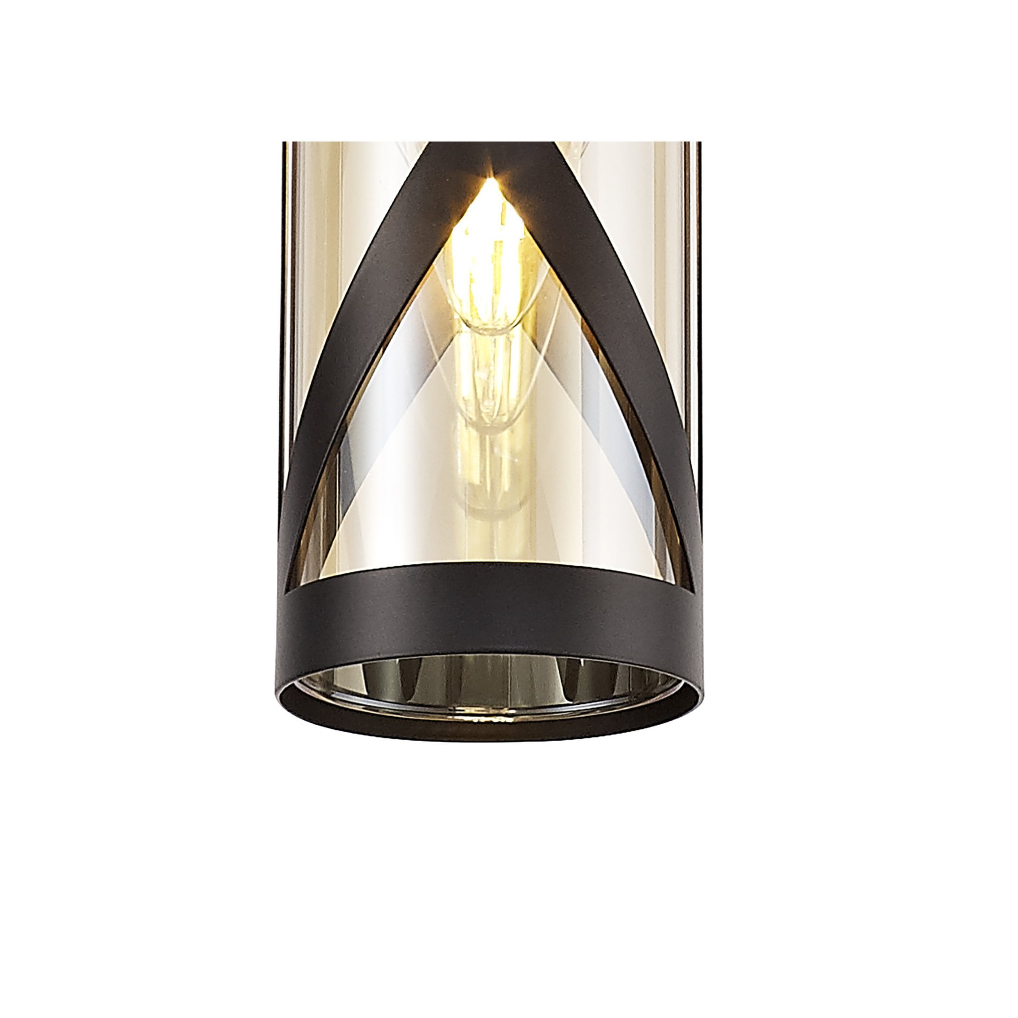 Fabula Leaden Single Pendant - Oiled Bronze, Polished Chrome & Amber Glass