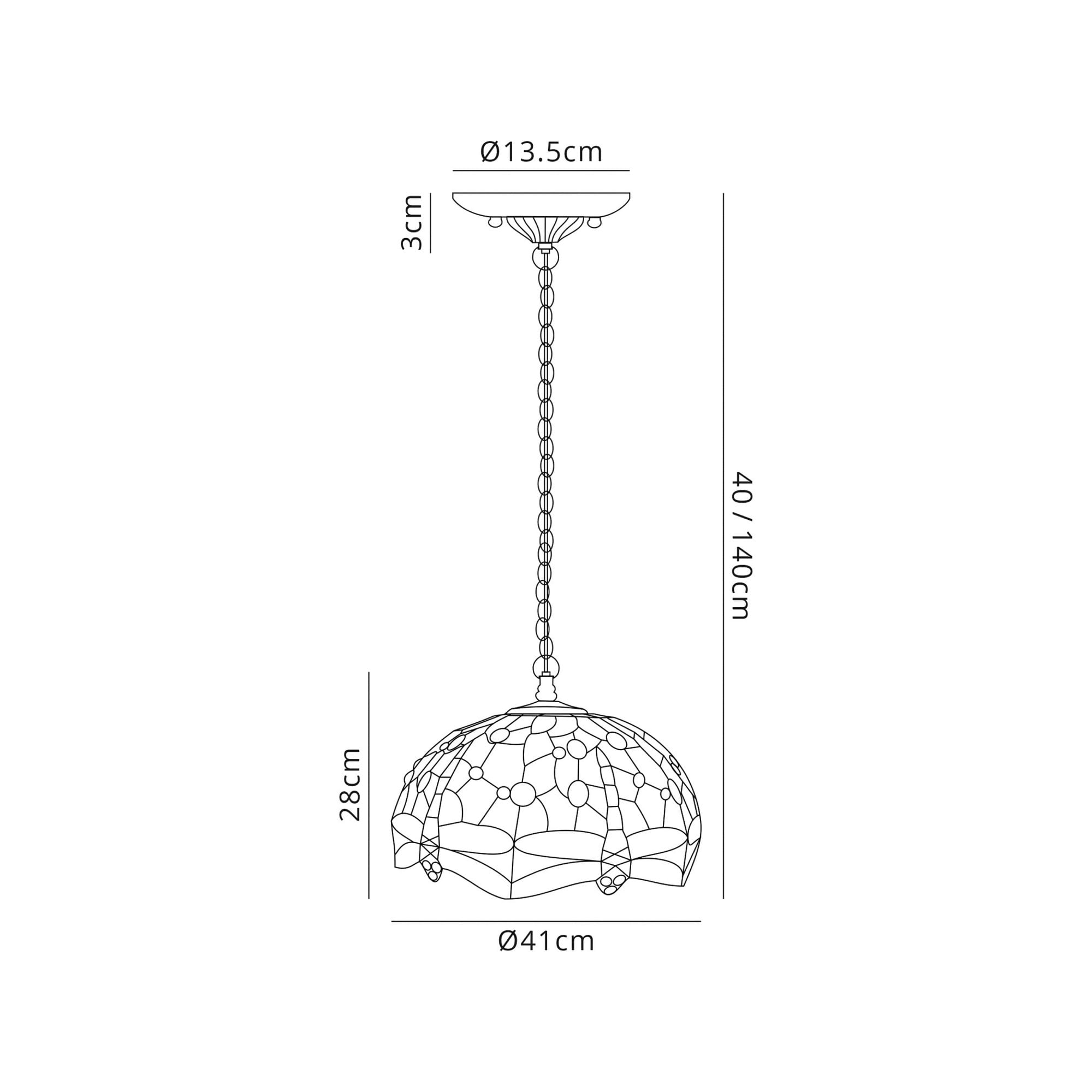 Fabula Hornbeam 2 Light Downlighter Pendant - 40cm Tiffany Shade - Blue & Orange