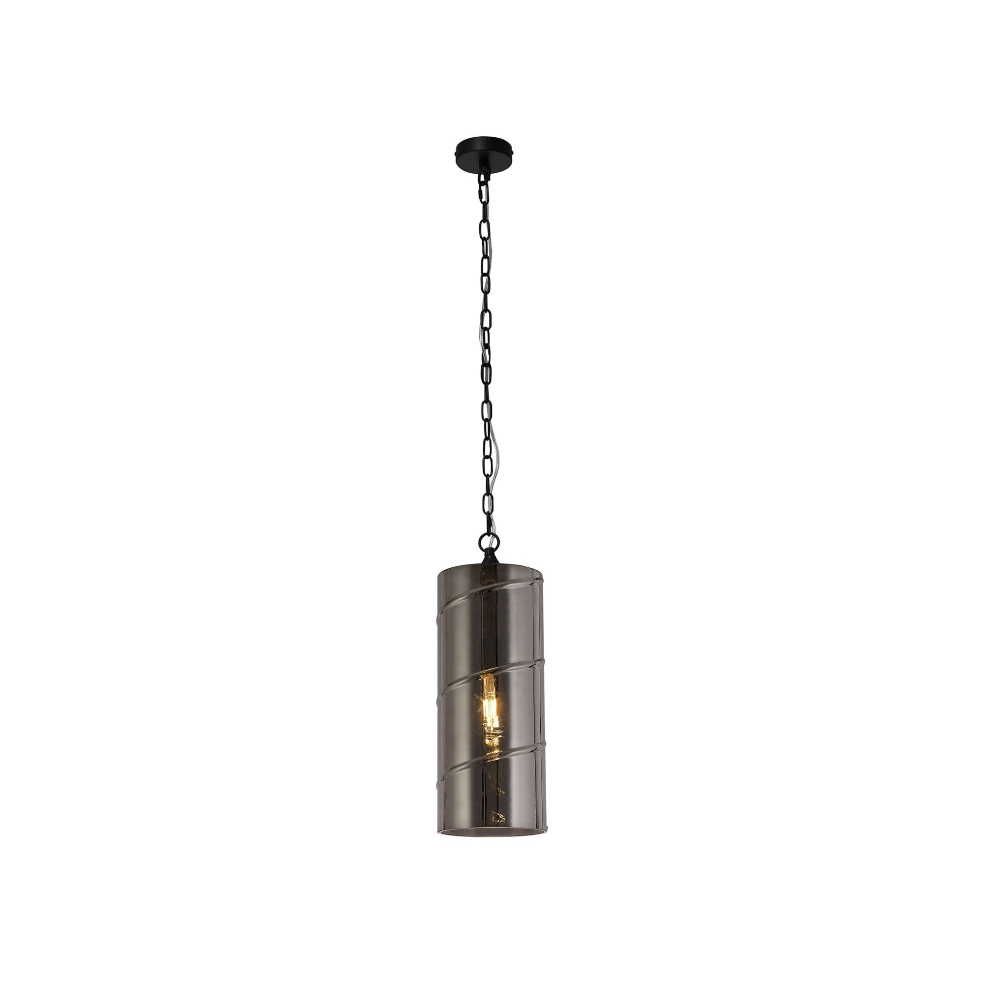 Fabula Elmhurst Pendant - Matt Black & Smoked Glass