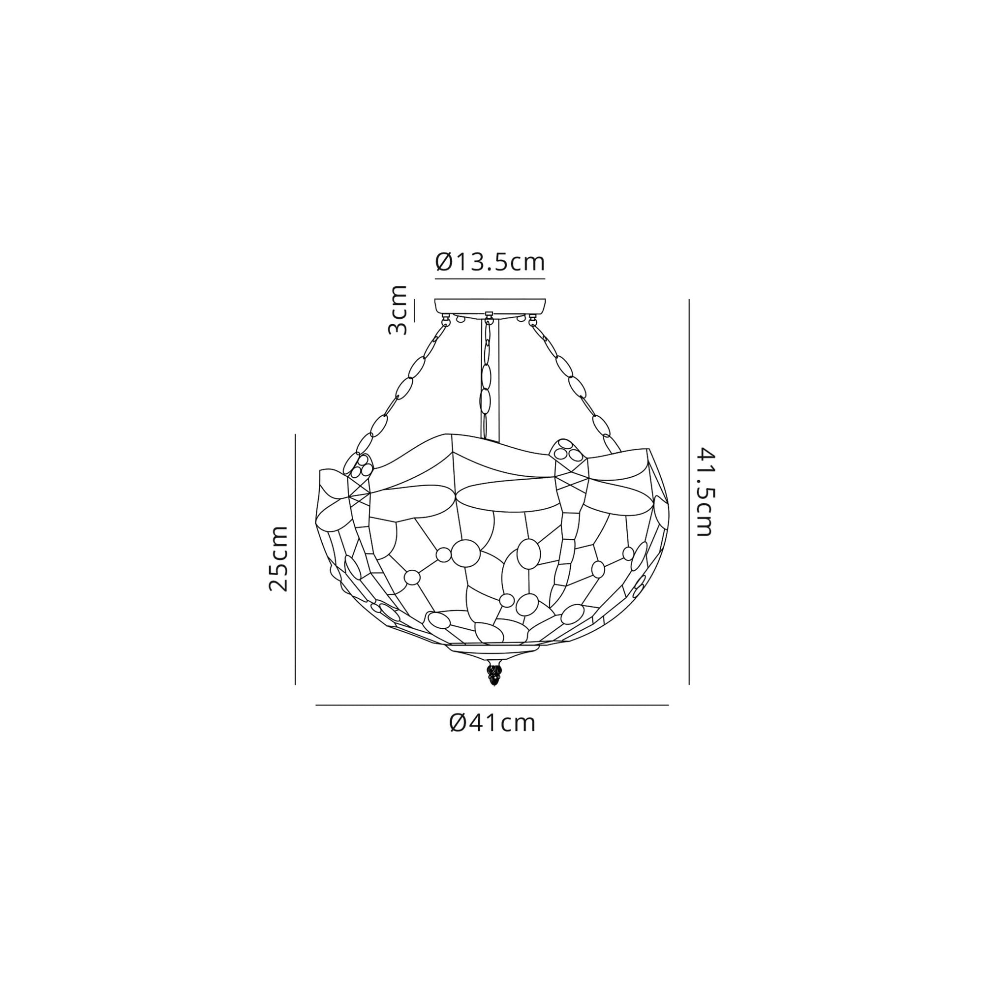 Fabula Hornbeam 3 Light Semi-Flush Light - 40cm Tiffany Shade - Blue & Orange