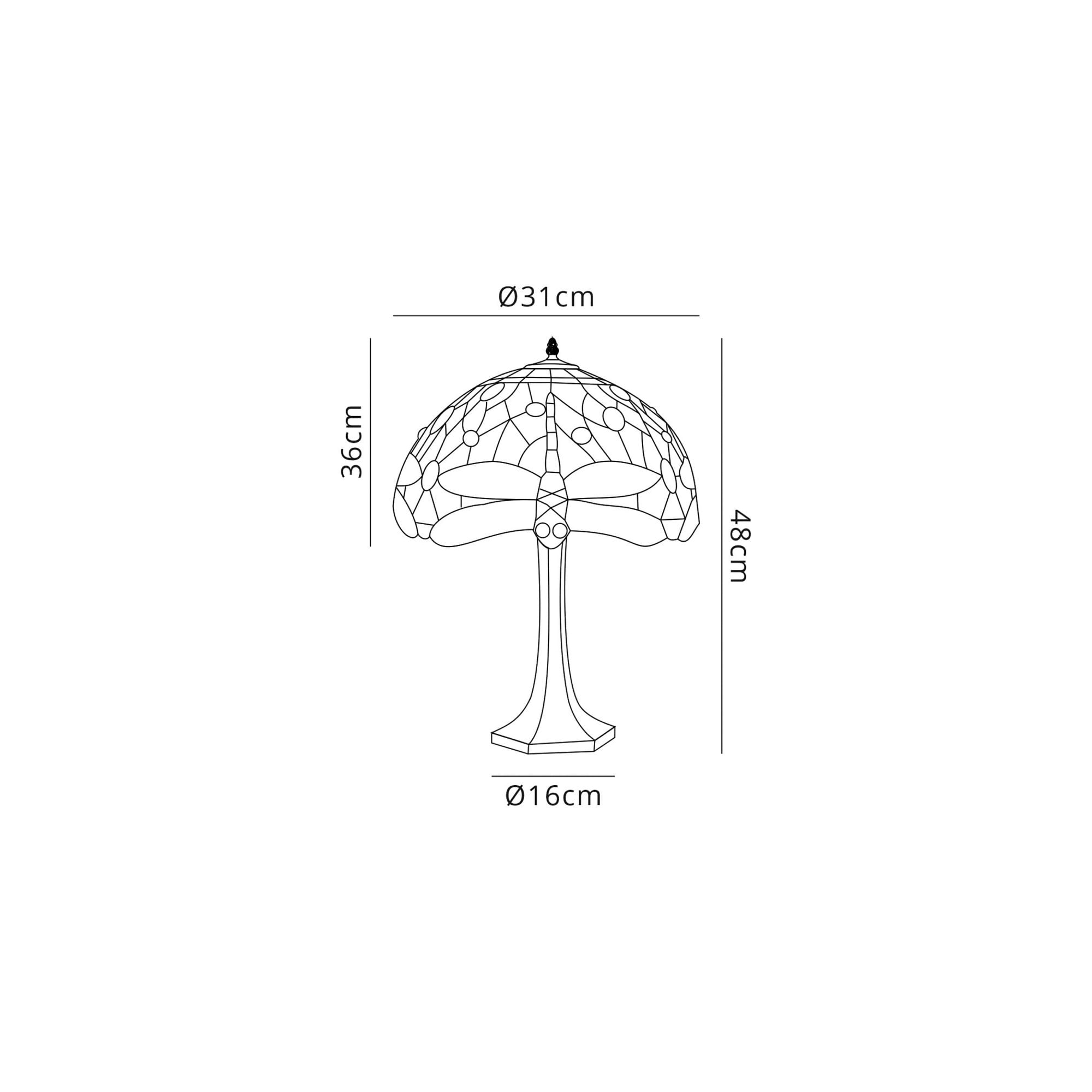 Fabula Hornbeam Single Octagonal Table Lamp - 30cm Tiffany Shade - Purple & Pink
