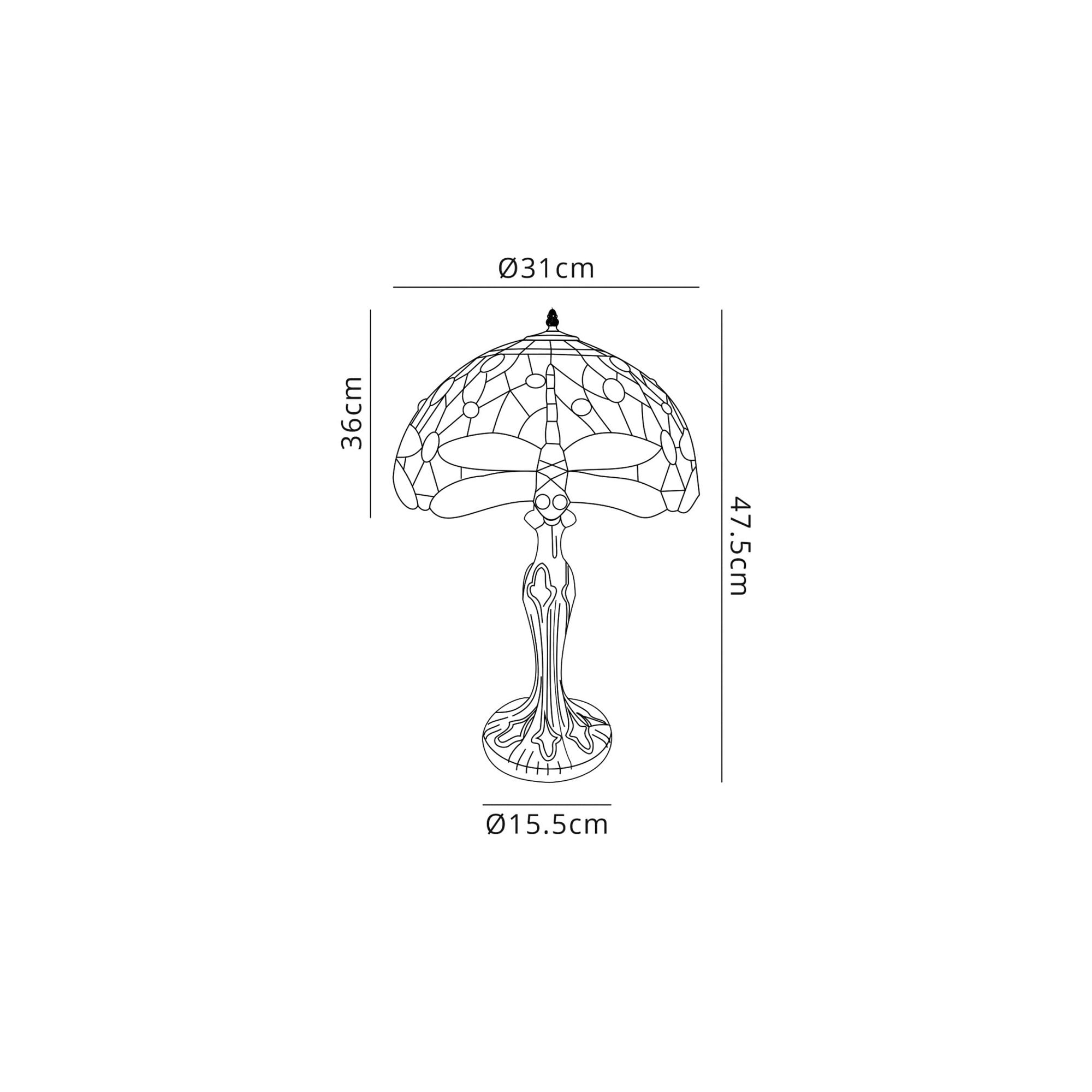 Fabula Hornbeam Single Curved Table Lamp - 30cm Tiffany Shade - Purple & Pink