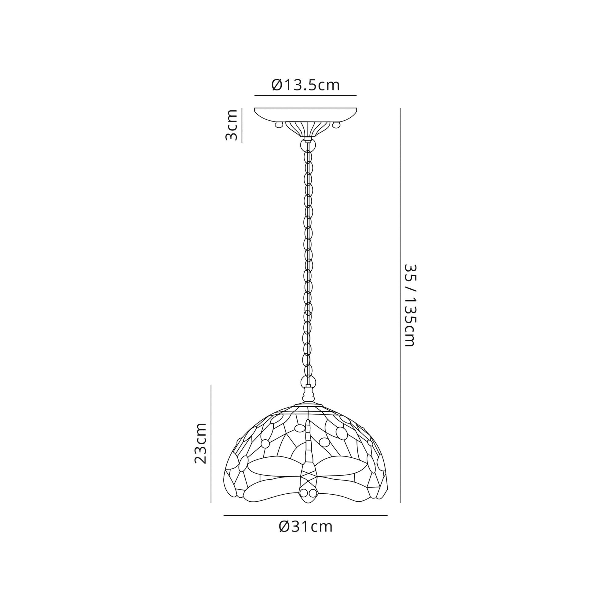 Fabula Hornbeam 3 Light Downlighter Pendant - 30cm Tiffany Shade - Purple & Pink