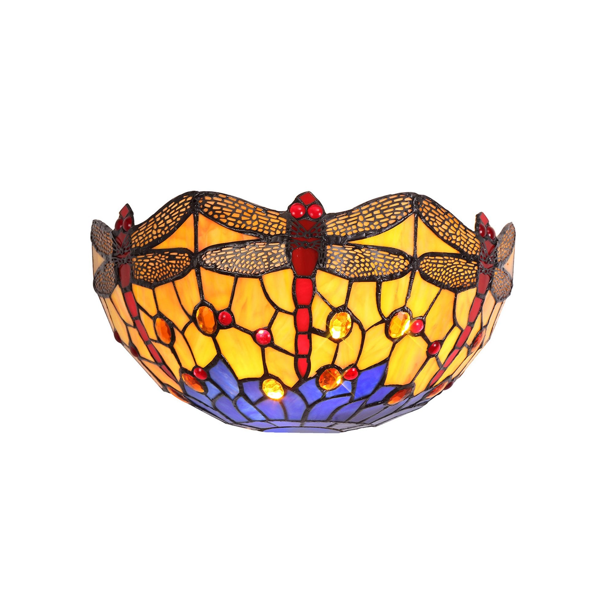 Fabula Hornbeam 2 Light Tiffany Wall Lamp - Blue & Orange