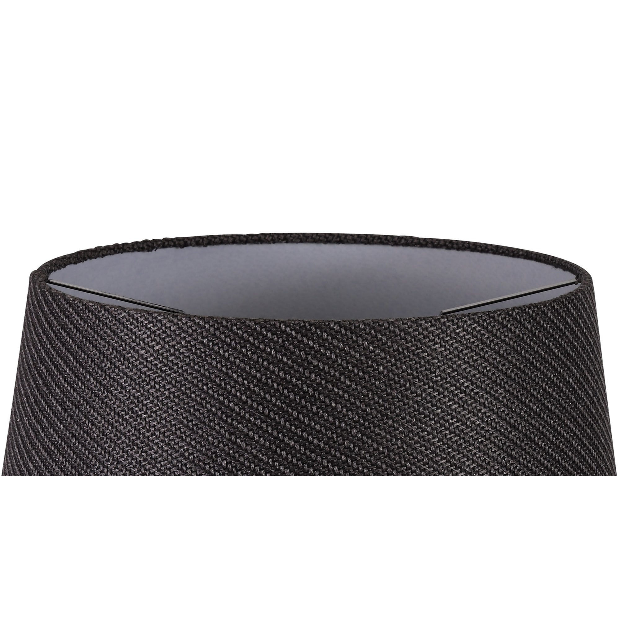 Fabula Buckhurst Round 240/300 x 200mm Fabric Shade - Charcoal Grey & White Laminate - Shade Only