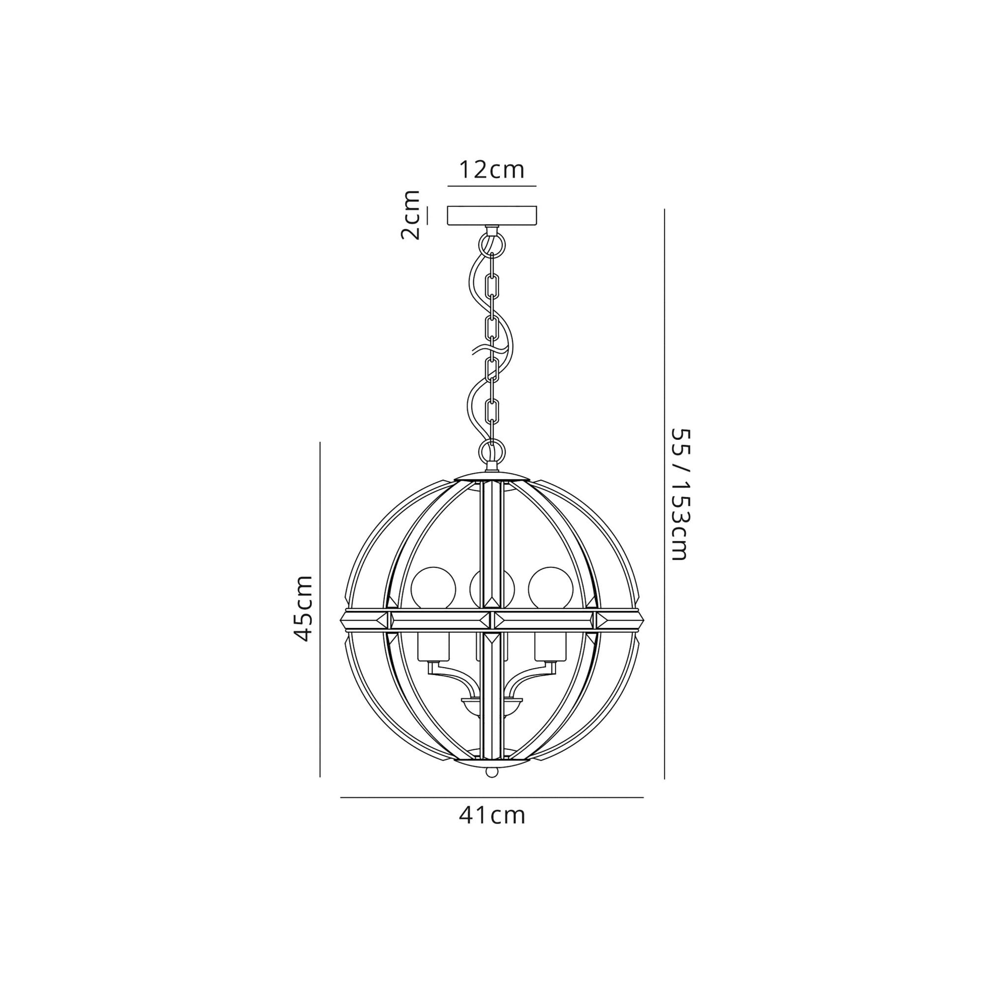 Fabula Woodford Medium 3 Light Round Pendant - Polished Nickel