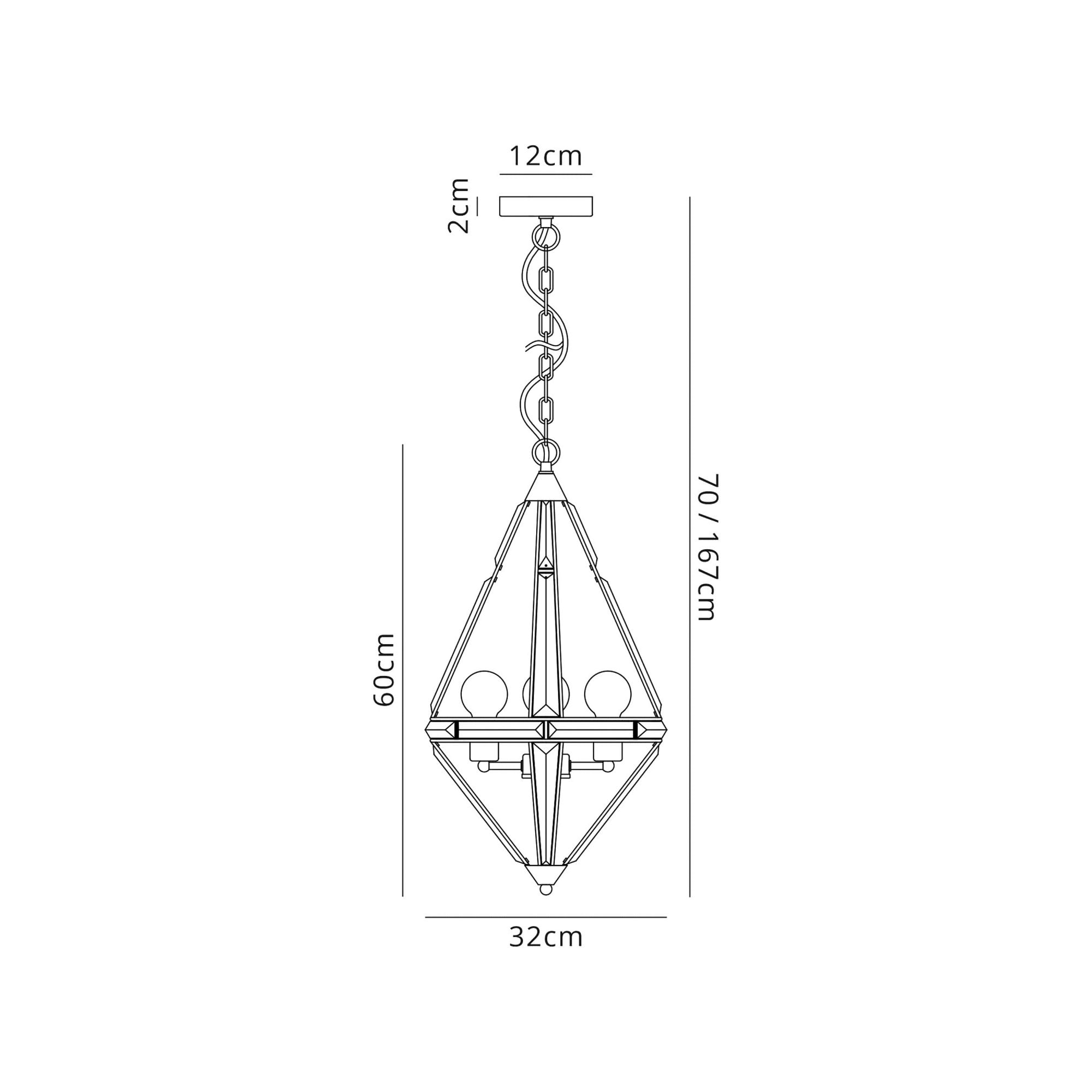 Fabula Woodford 3 Light Diamond Pendant - Polished Nickel