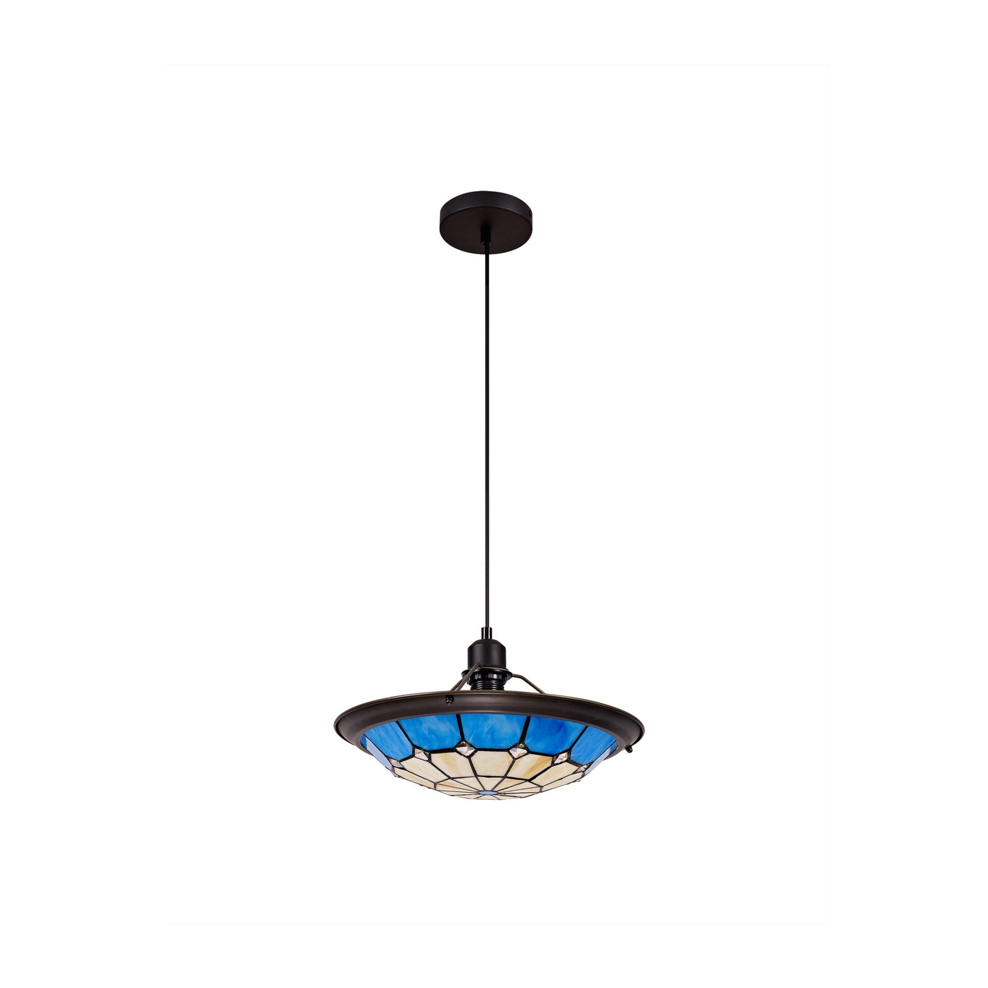 Fabula Althorne Single Pendant - 35cm Tiffany Shade - Rich Blue