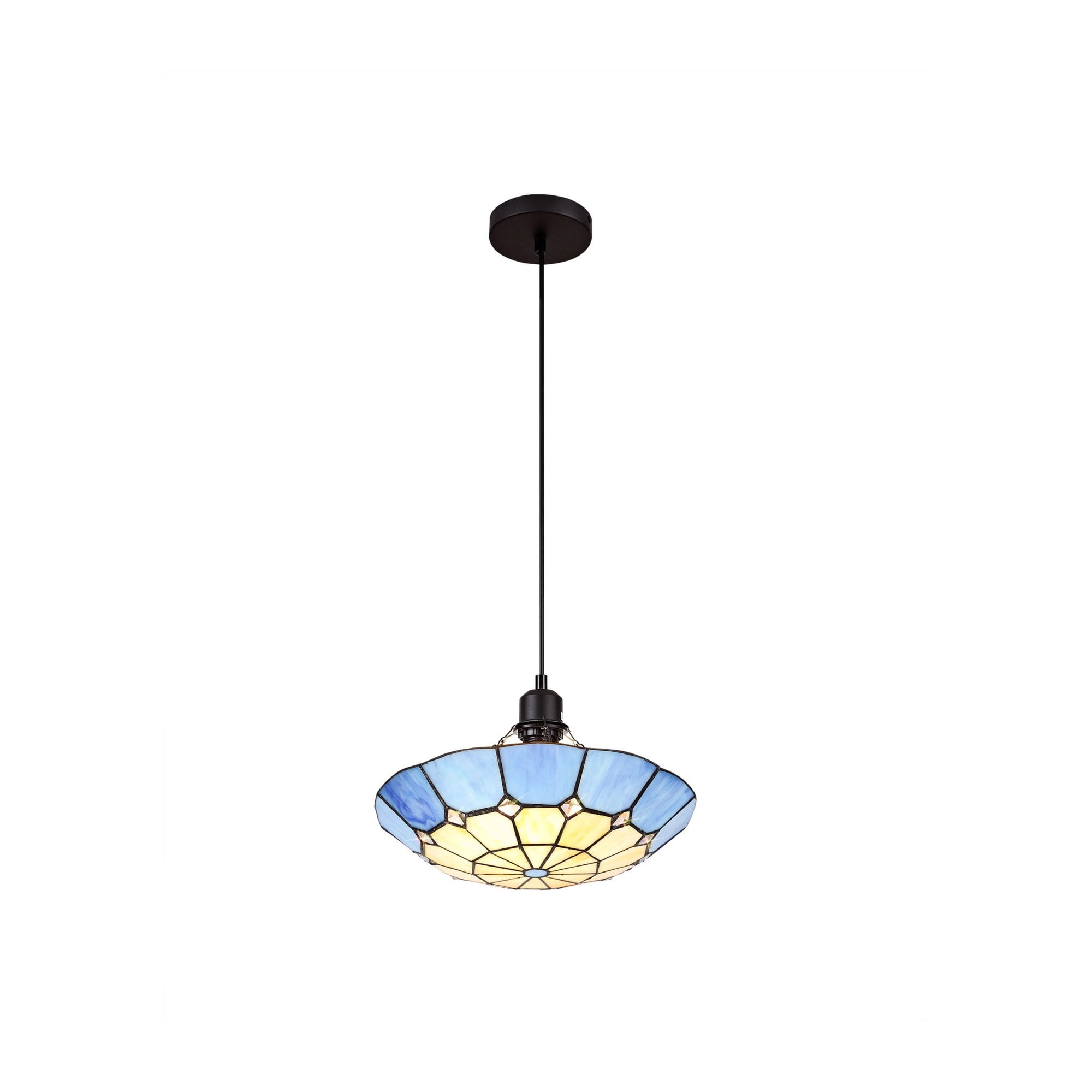 Fabula Althorne Single Pendant - 35cm Tiffany Shade - Rich Blue