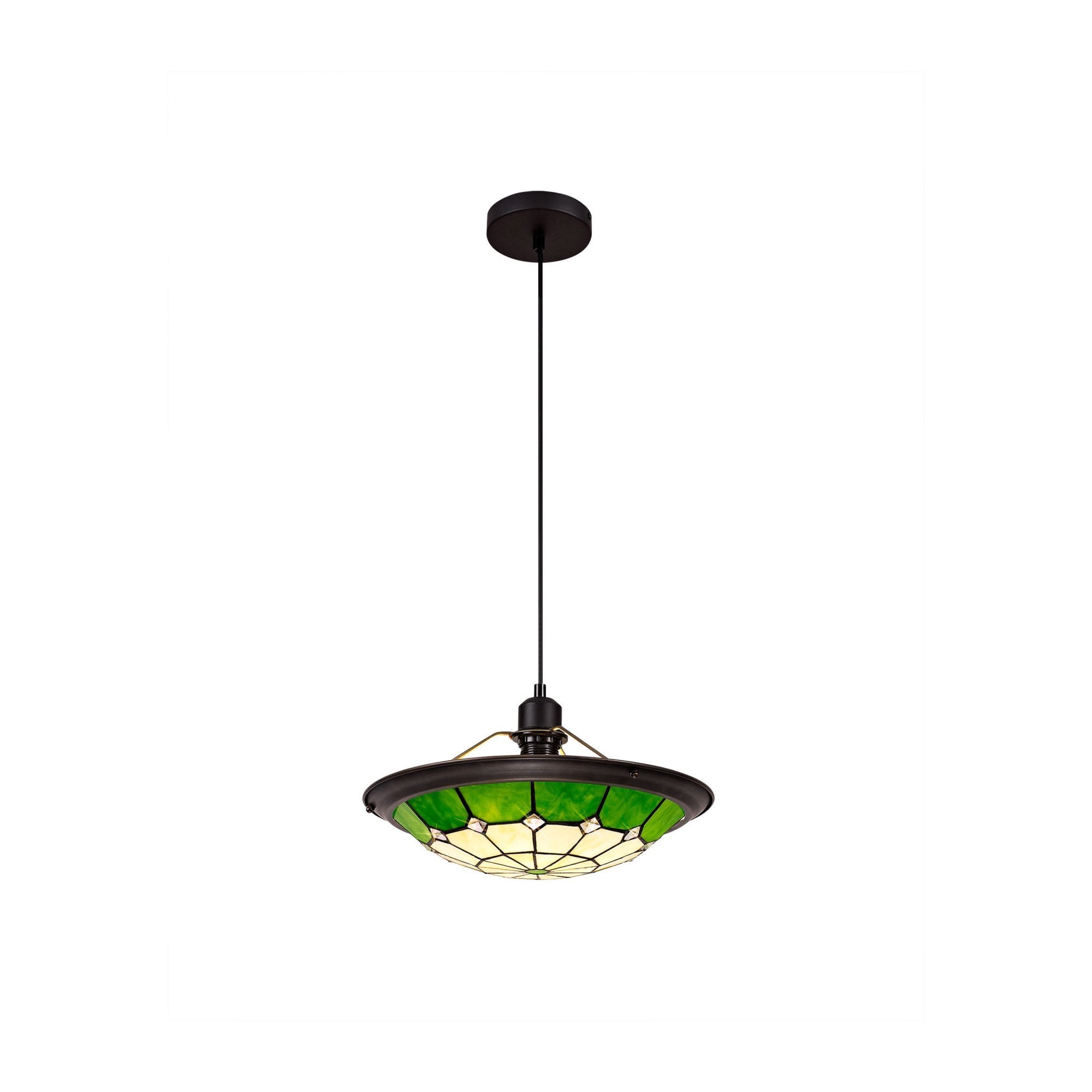 Fabula Althorne Single Pendant - 35cm Tiffany Shade - Green