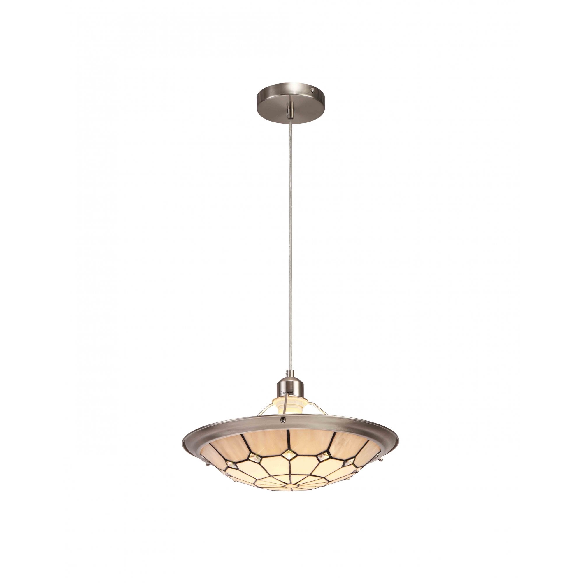 Fabula Althorne Single Pendant - 35cm Tiffany Shade - Grey