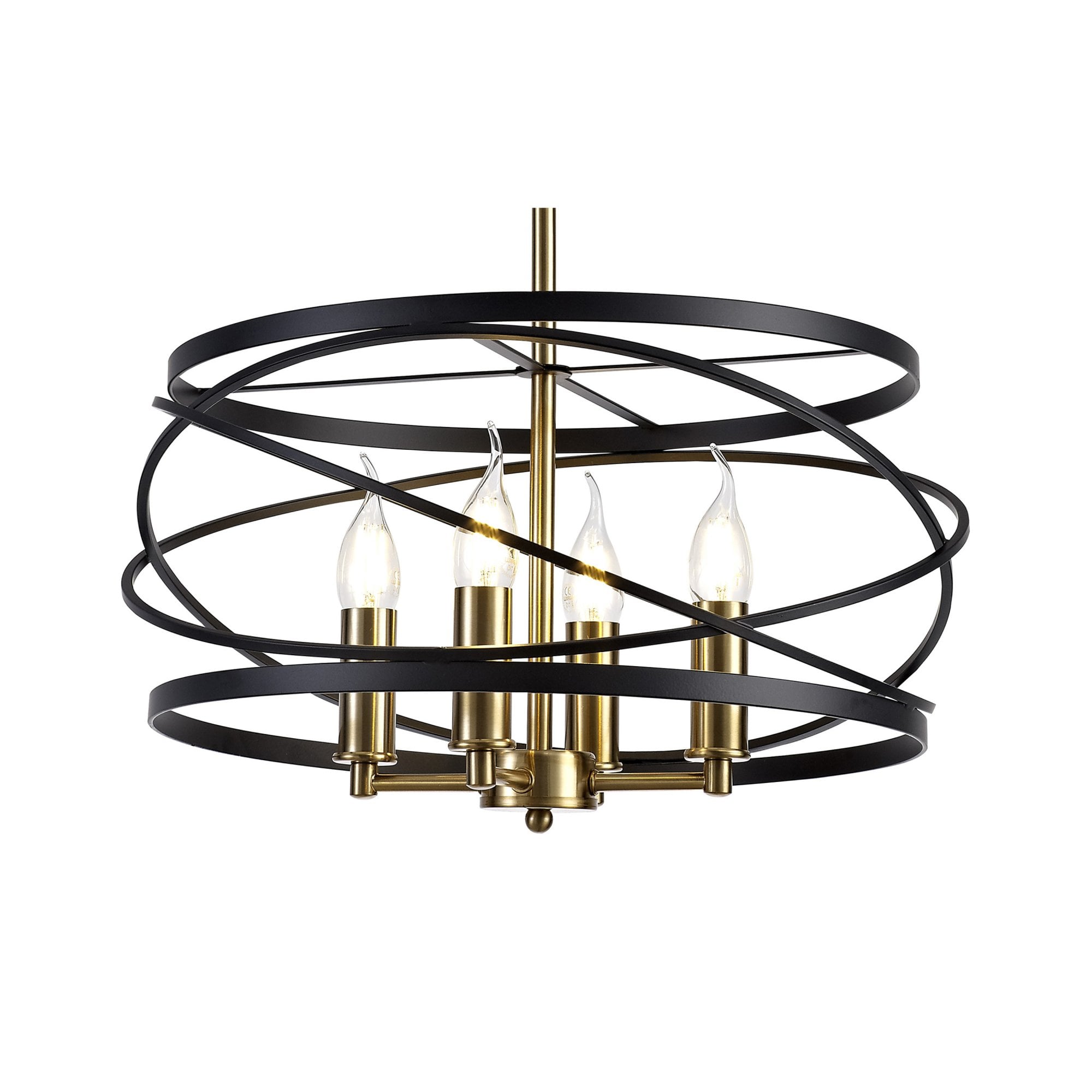 Fabula Debden 4 Light Semi-Flush/Pendant - Black & Satin Gold