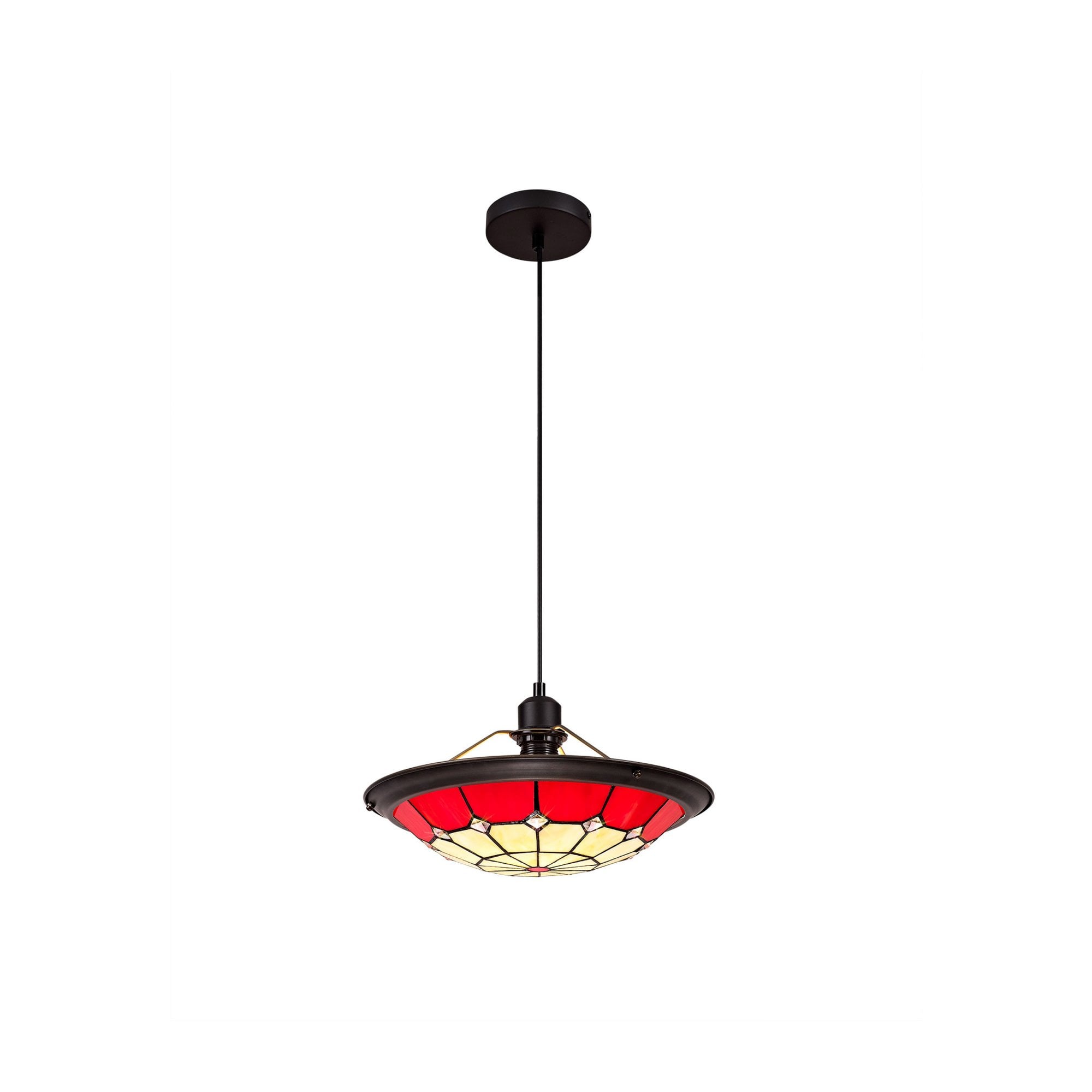 Fabula Althorne Single Pendant - 35cm Tiffany Shade - Red