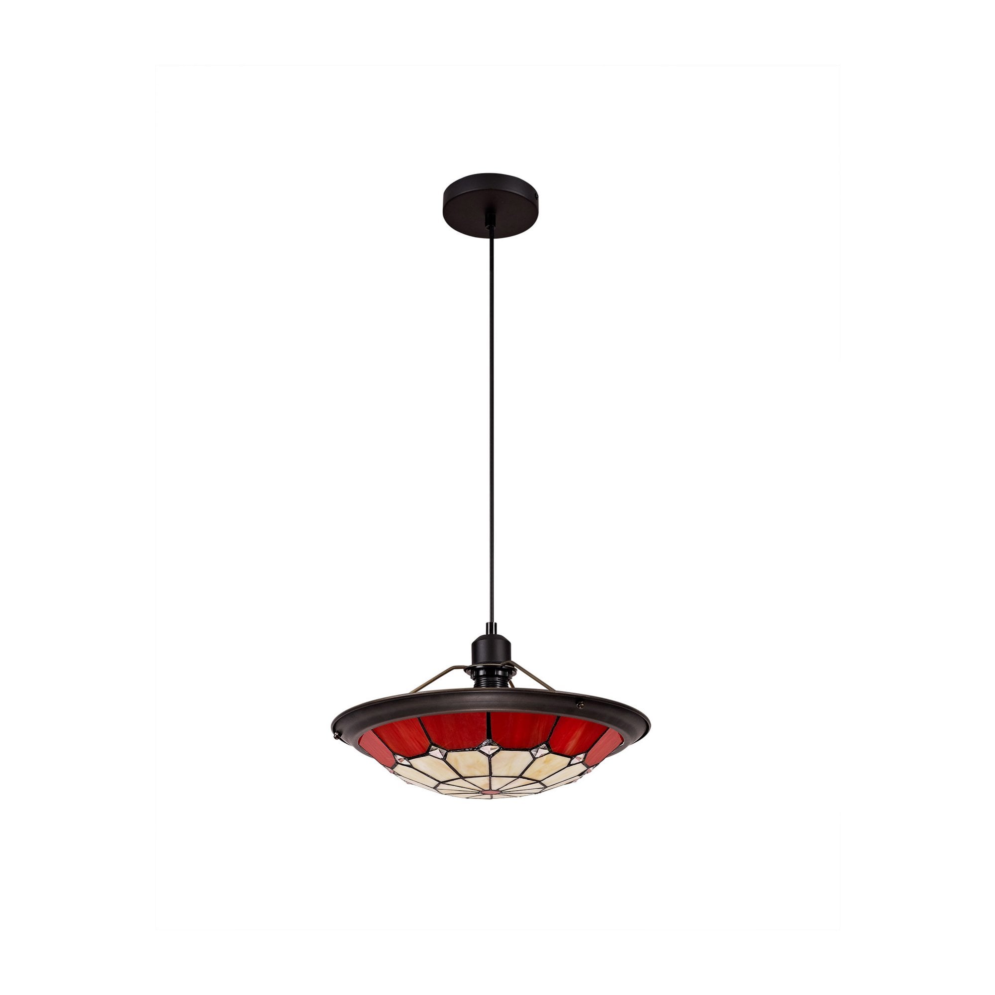 Fabula Althorne Single Pendant - 35cm Tiffany Shade - Red