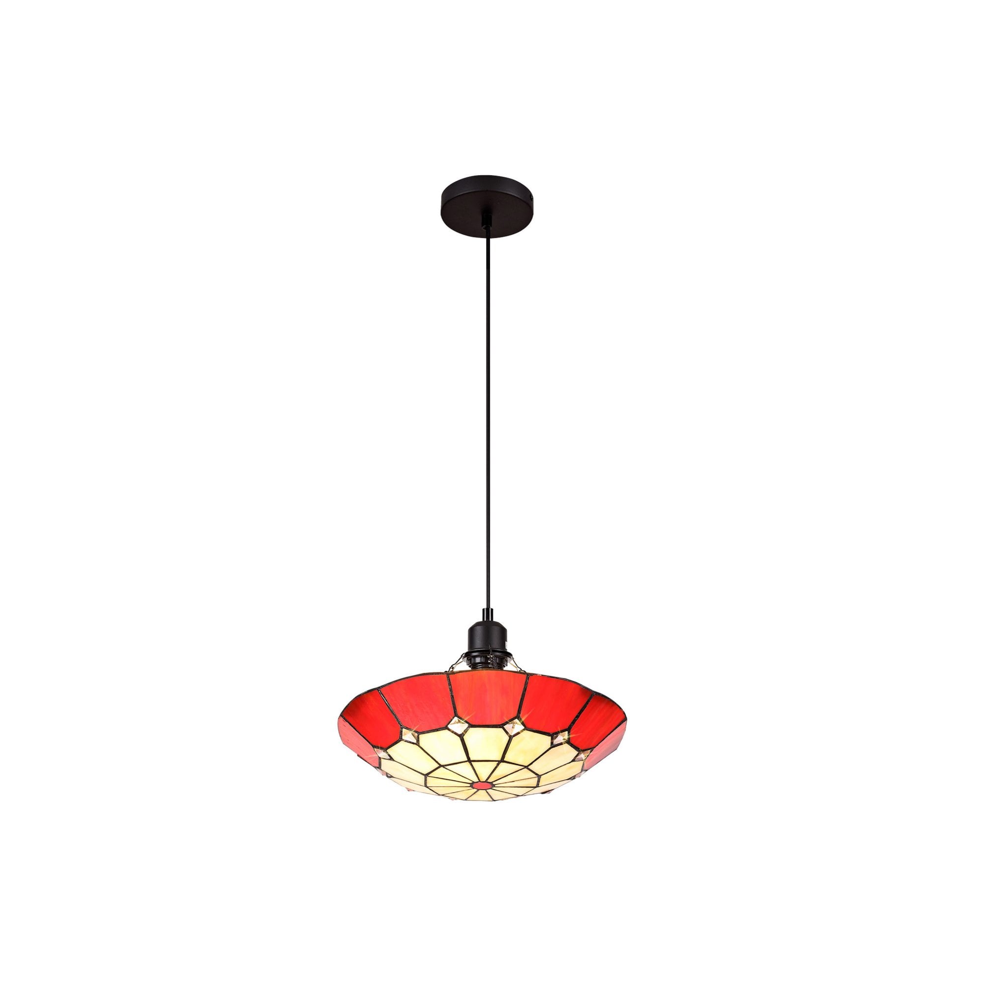 Fabula Althorne Single Pendant - 35cm Tiffany Shade - Red
