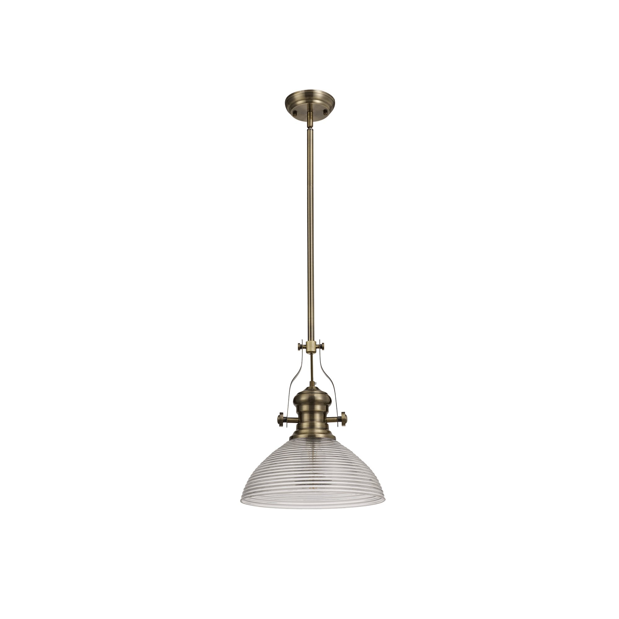 Fabula Epping Single Pendant - 33.5cm Prismatic Glass Shade - Polished Nickel & Clear Glass