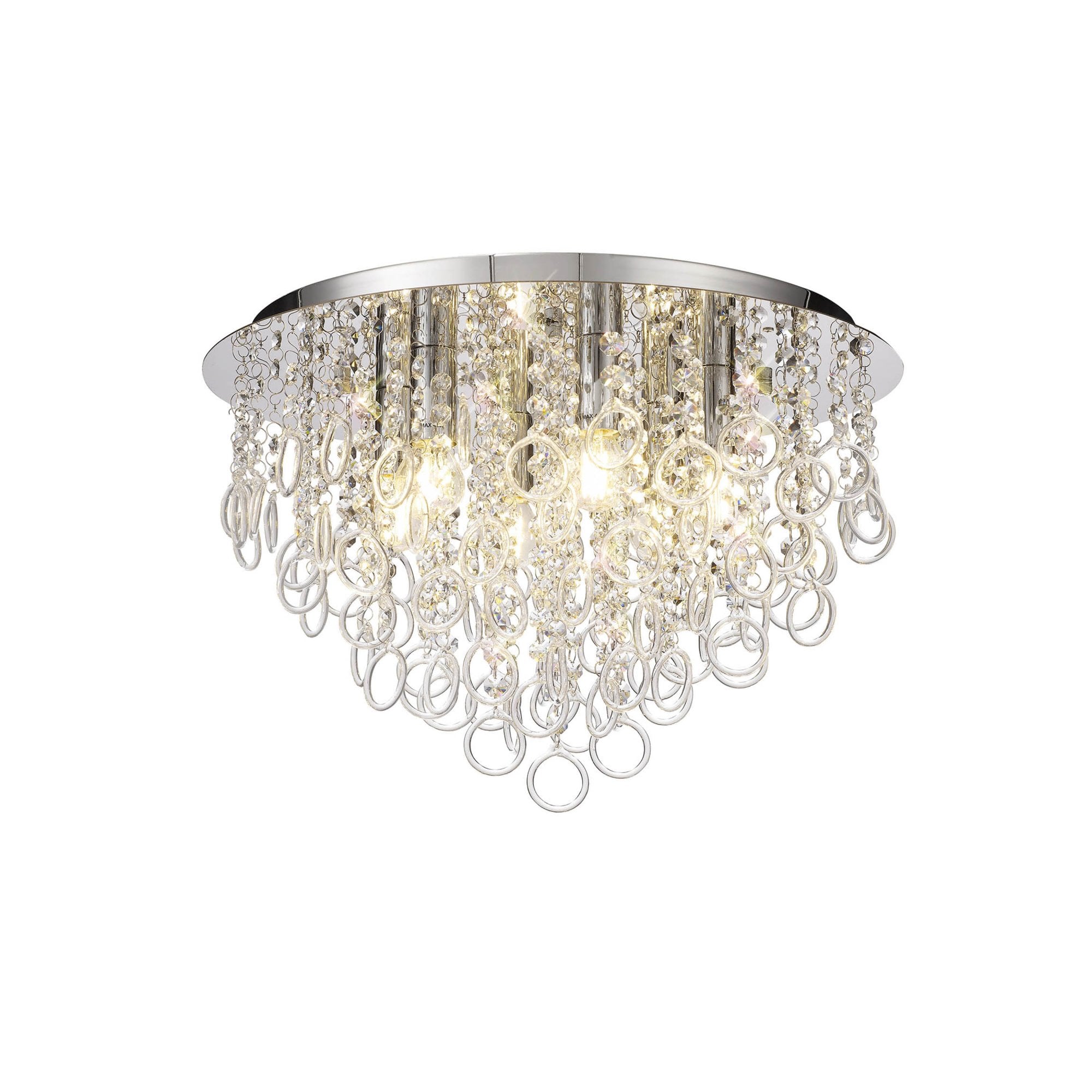Fabula Mountbatten 6 Light Flush Light - Polished Chrome & Crystal