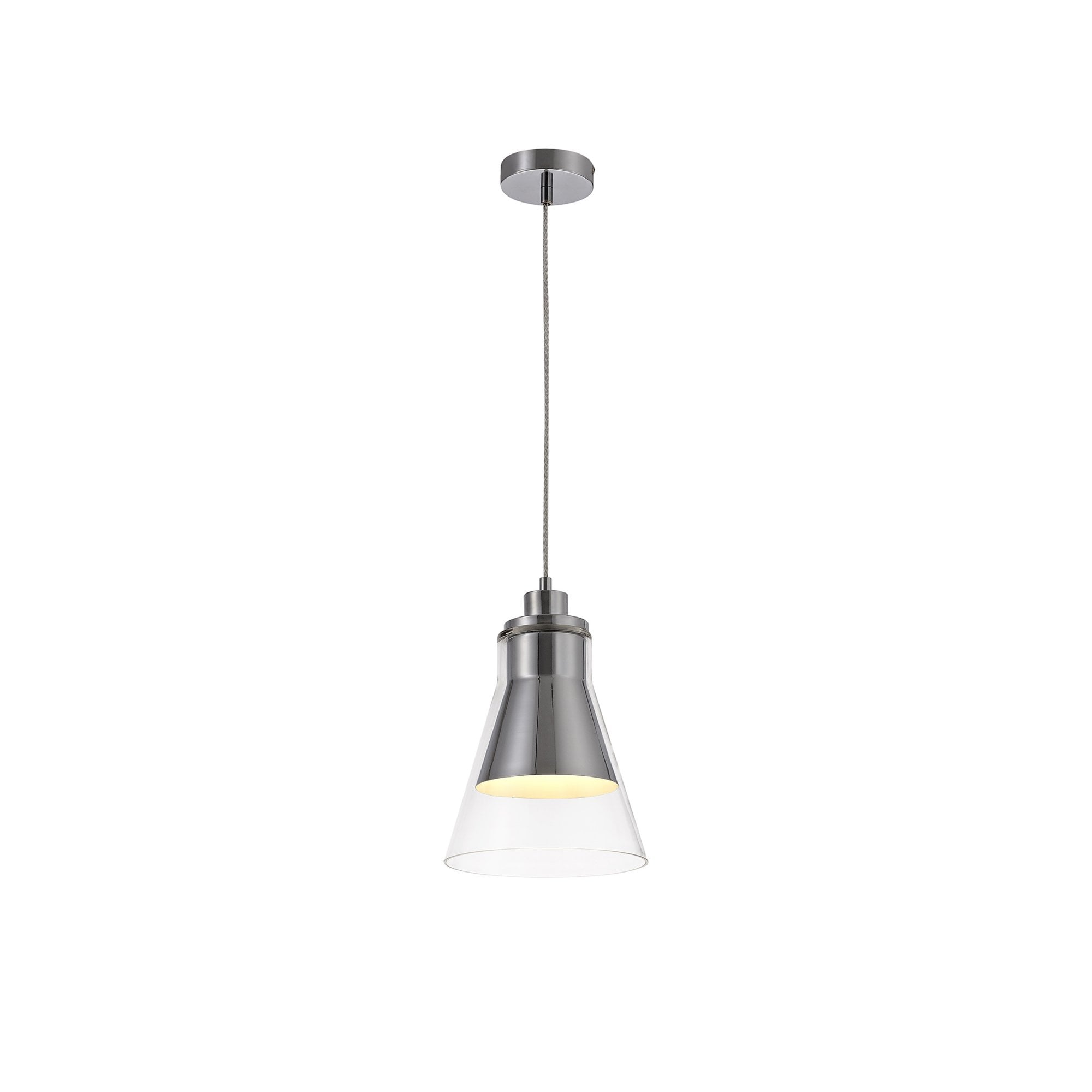 Fabula Pentire Single Pendant - Polished Chrome & Clear Glass