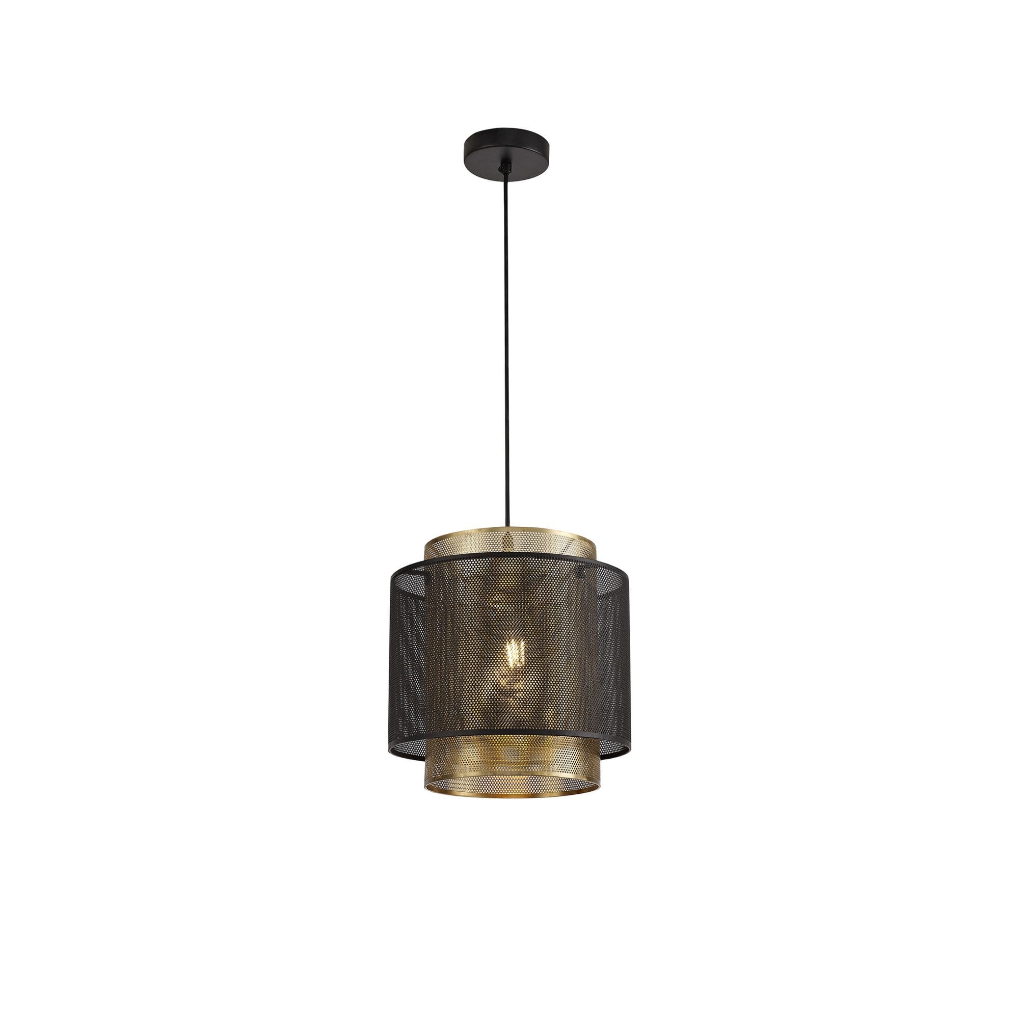 Fabula Cleland Large Single Adjustable Pendant - Matt Black & Satin Gold