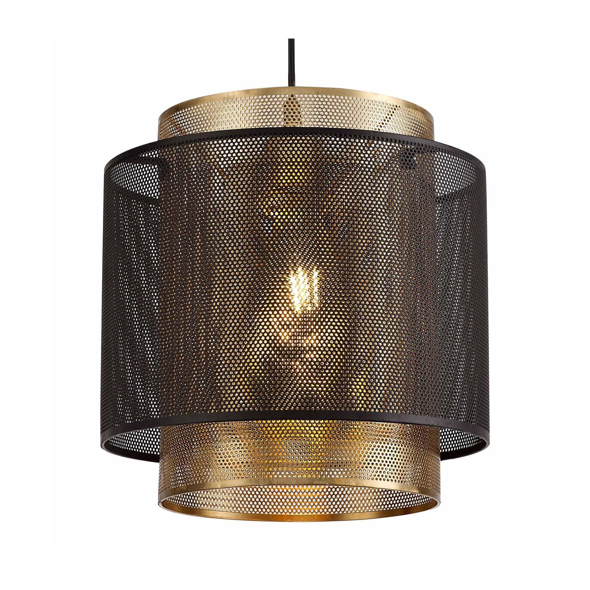 Fabula Cleland Large Single Adjustable Pendant - Matt Black & Satin Gold