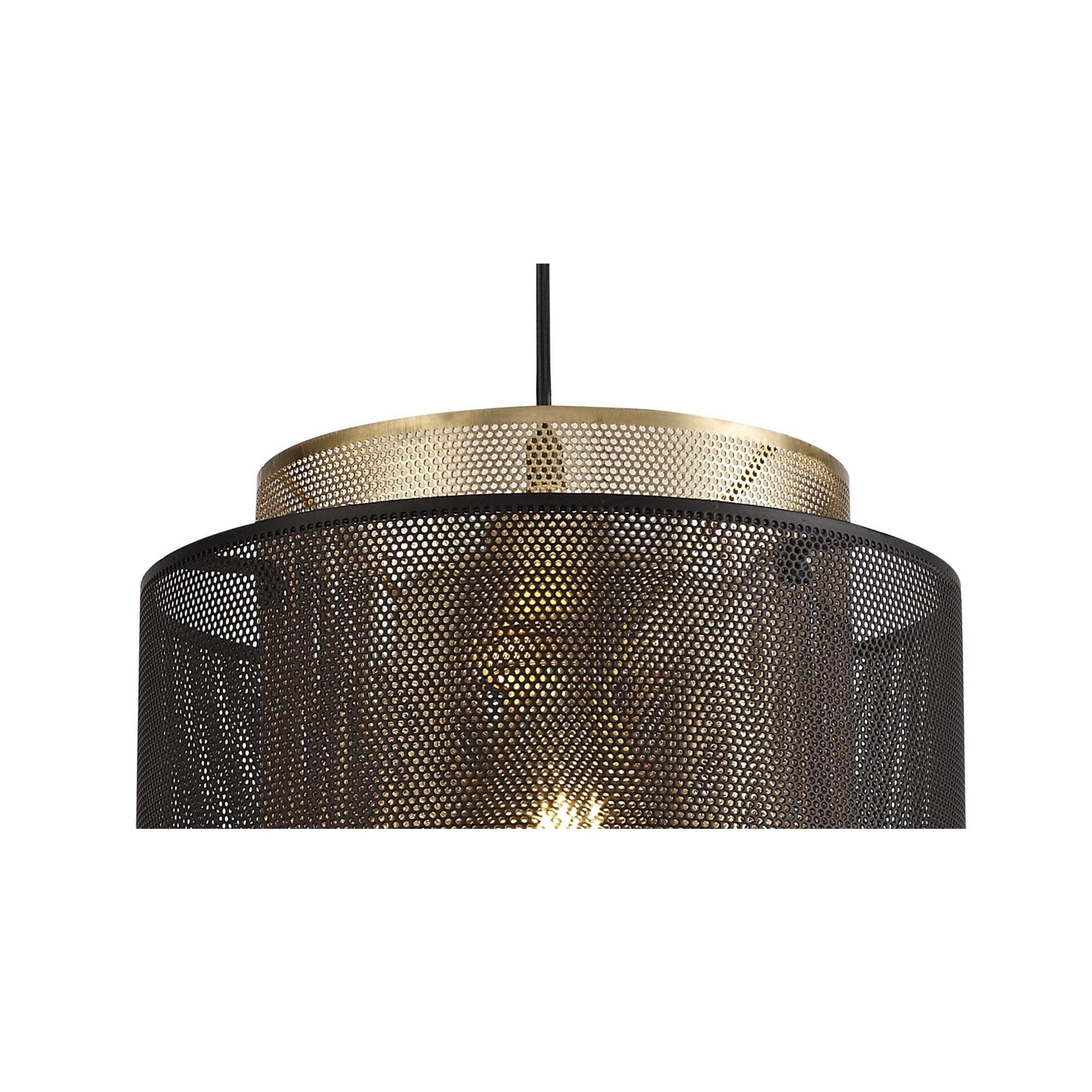 Fabula Cleland Large Single Adjustable Pendant - Matt Black & Satin Gold