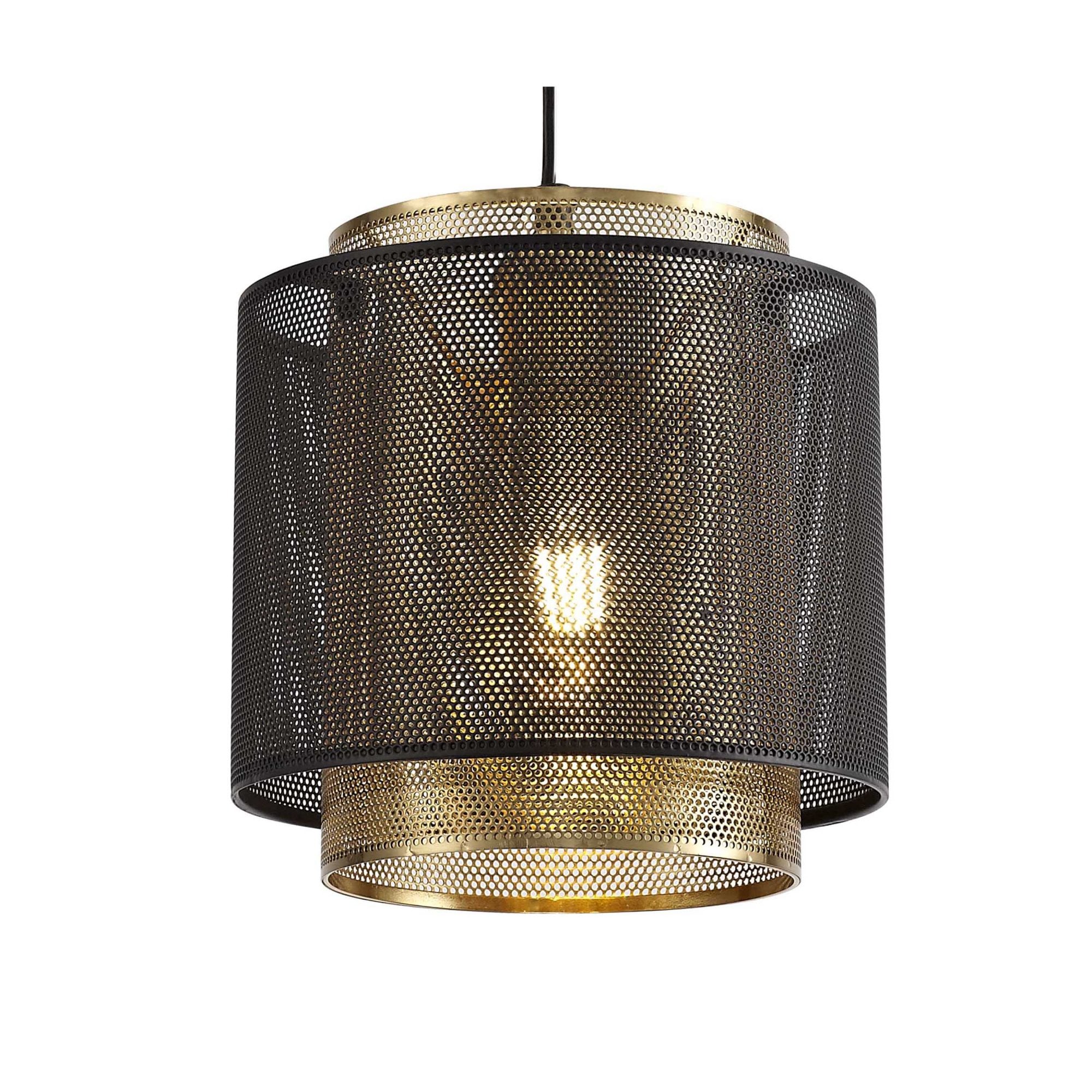 Fabula Cleland Small Single Adjustable Pendant - Matt Black & Satin Gold