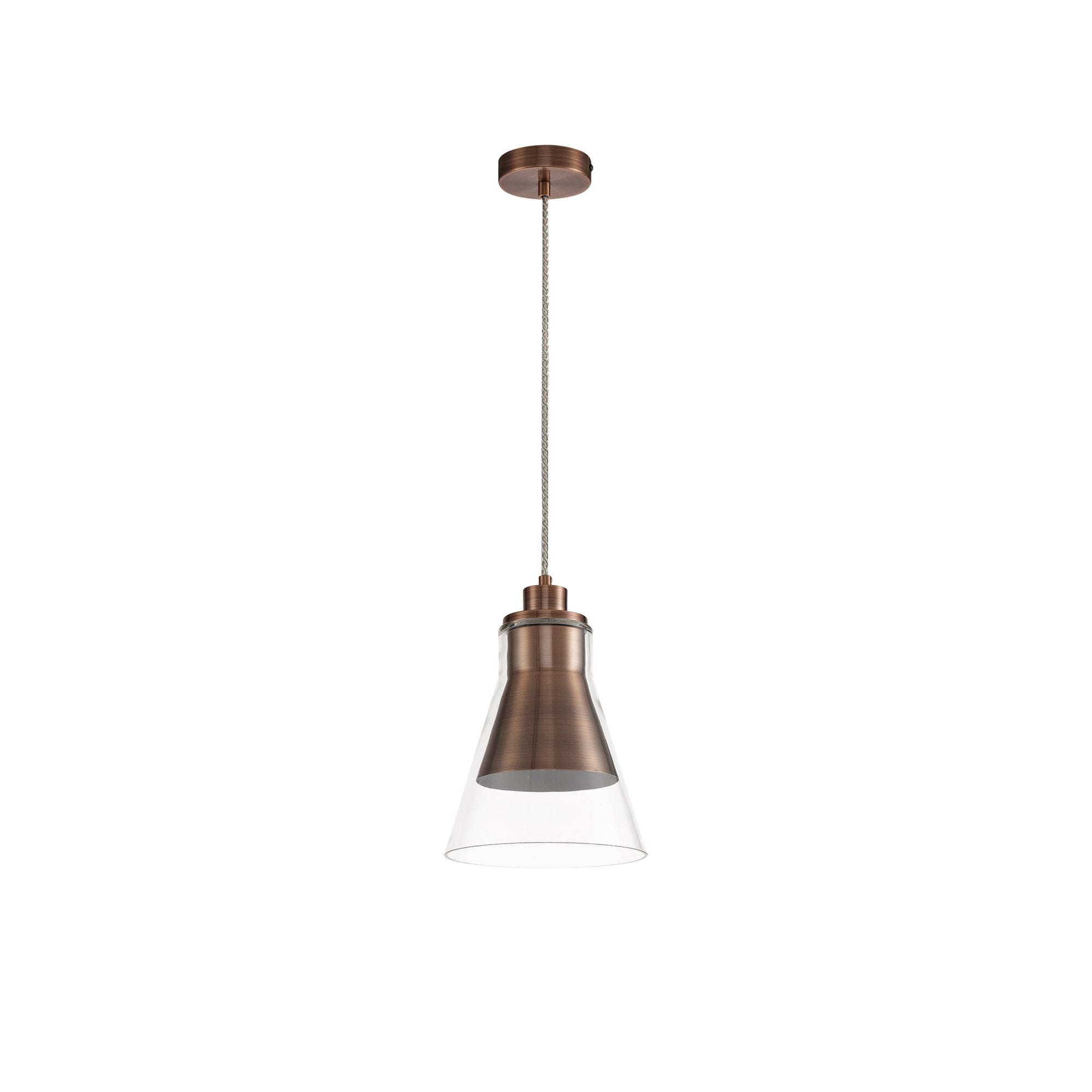 Fabula Pentire Single Pendant - Antique Copper & Clear Glass