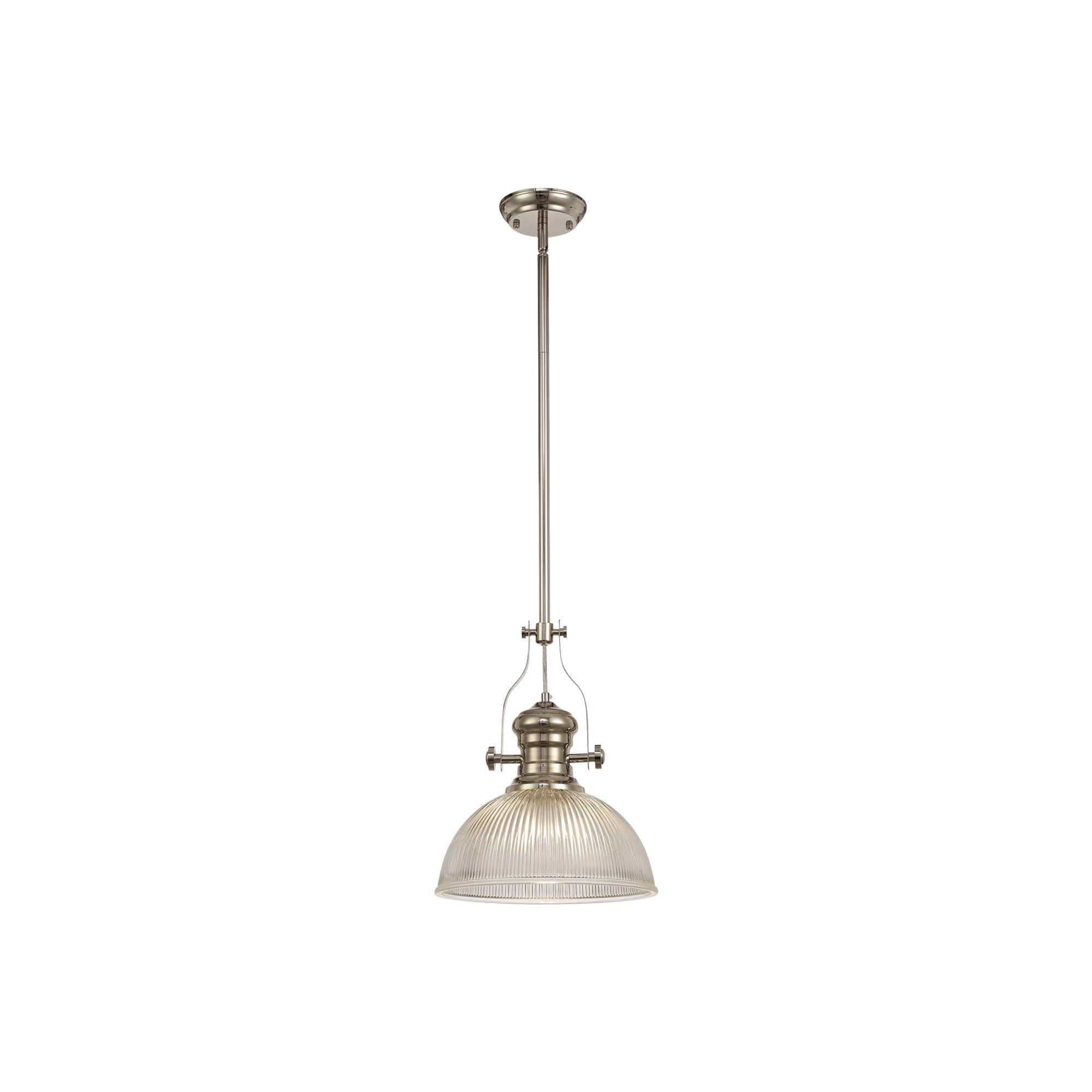 Fabula Epping Single Pendant - 30cm Dome Glass Shade - Polished Nickel & Clear Glass