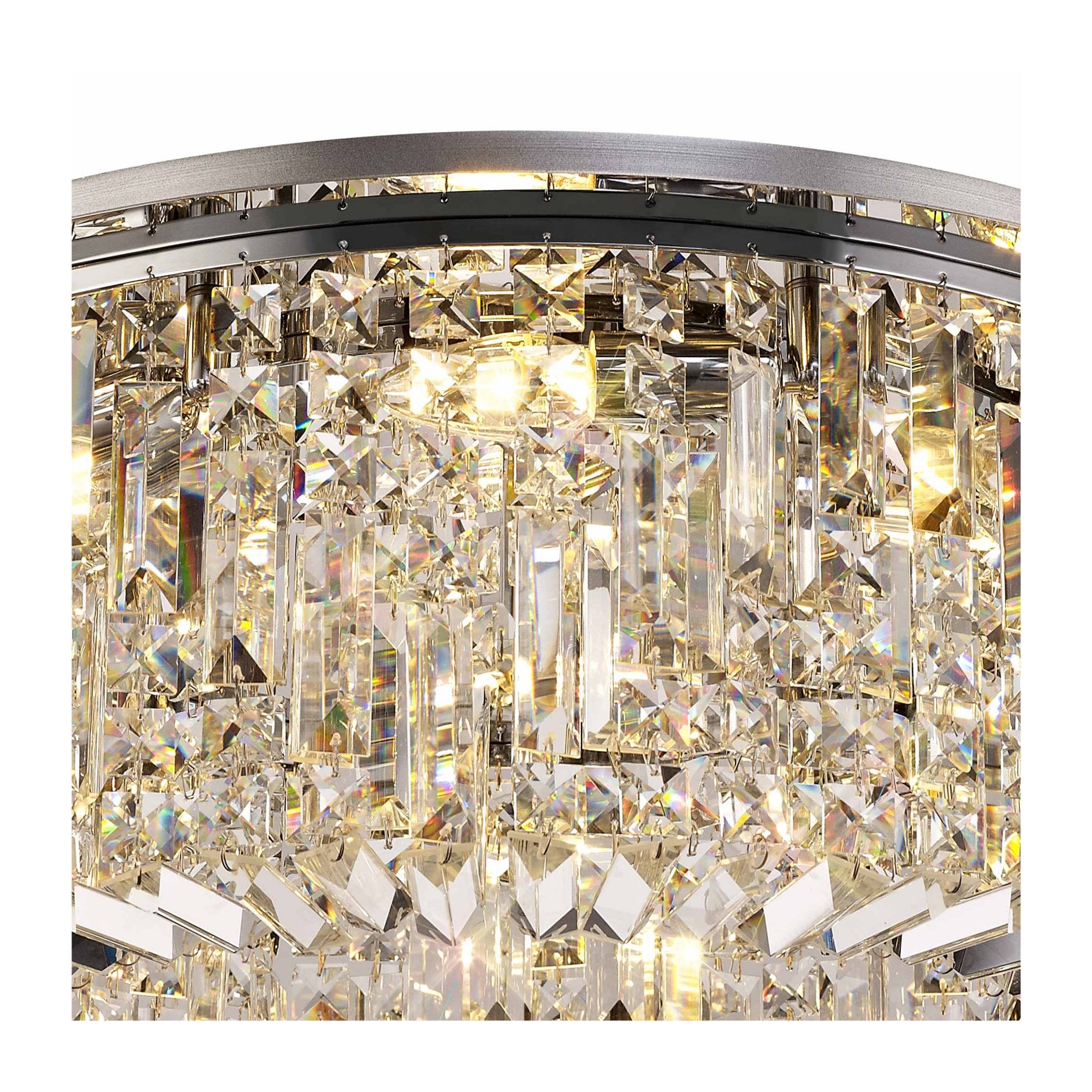 Fabula Fernbank 8 Light Round Flush Chandelier - Polished Chrome & Crystal