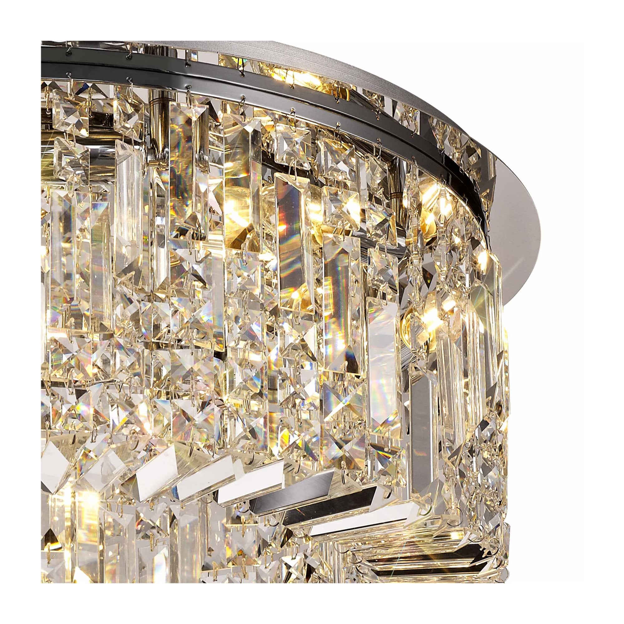 Fabula Fernbank 8 Light Round Flush Chandelier - Polished Chrome & Crystal