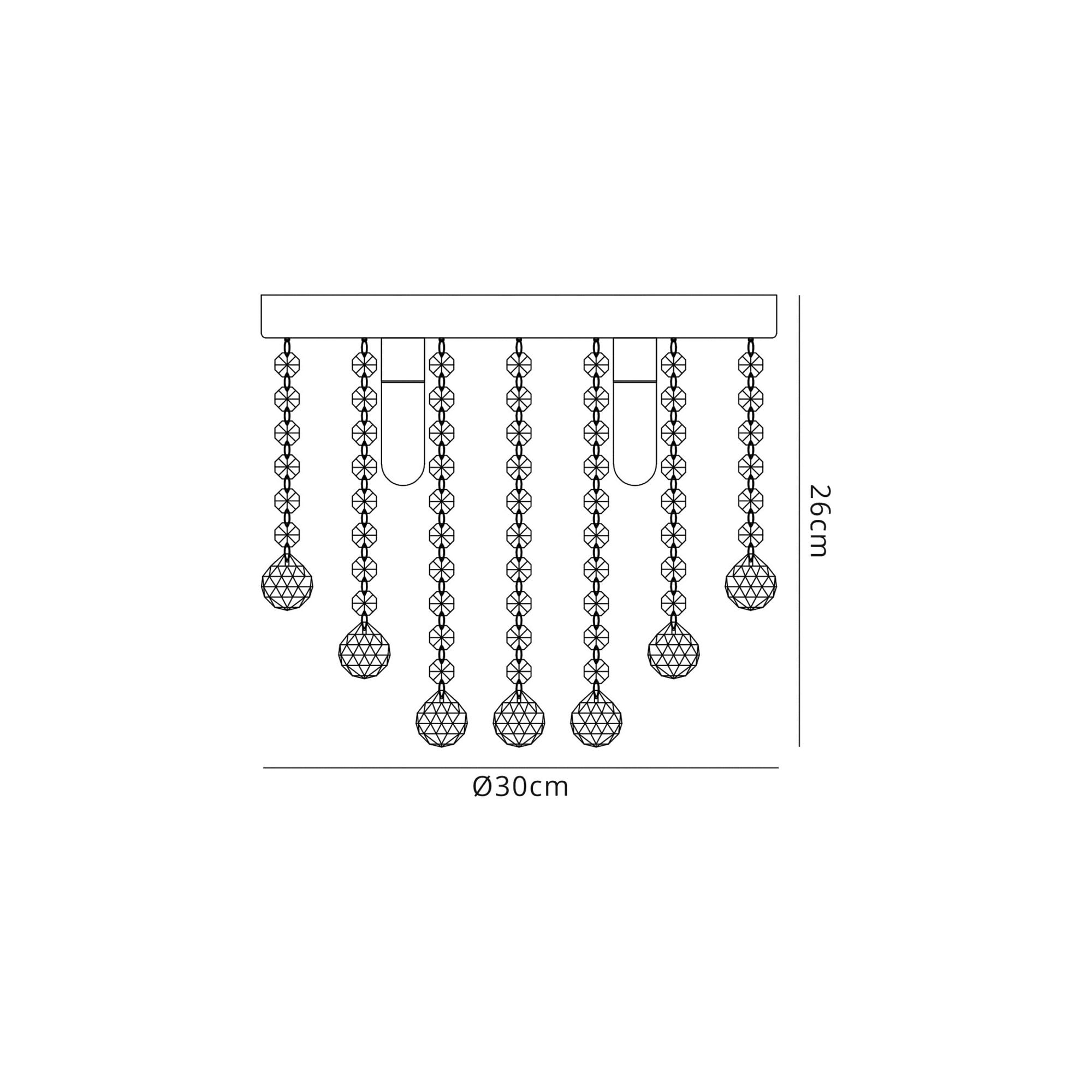 Fabula Valance 4 Light Flush Light - Polished Chrome & Crystal - IP44