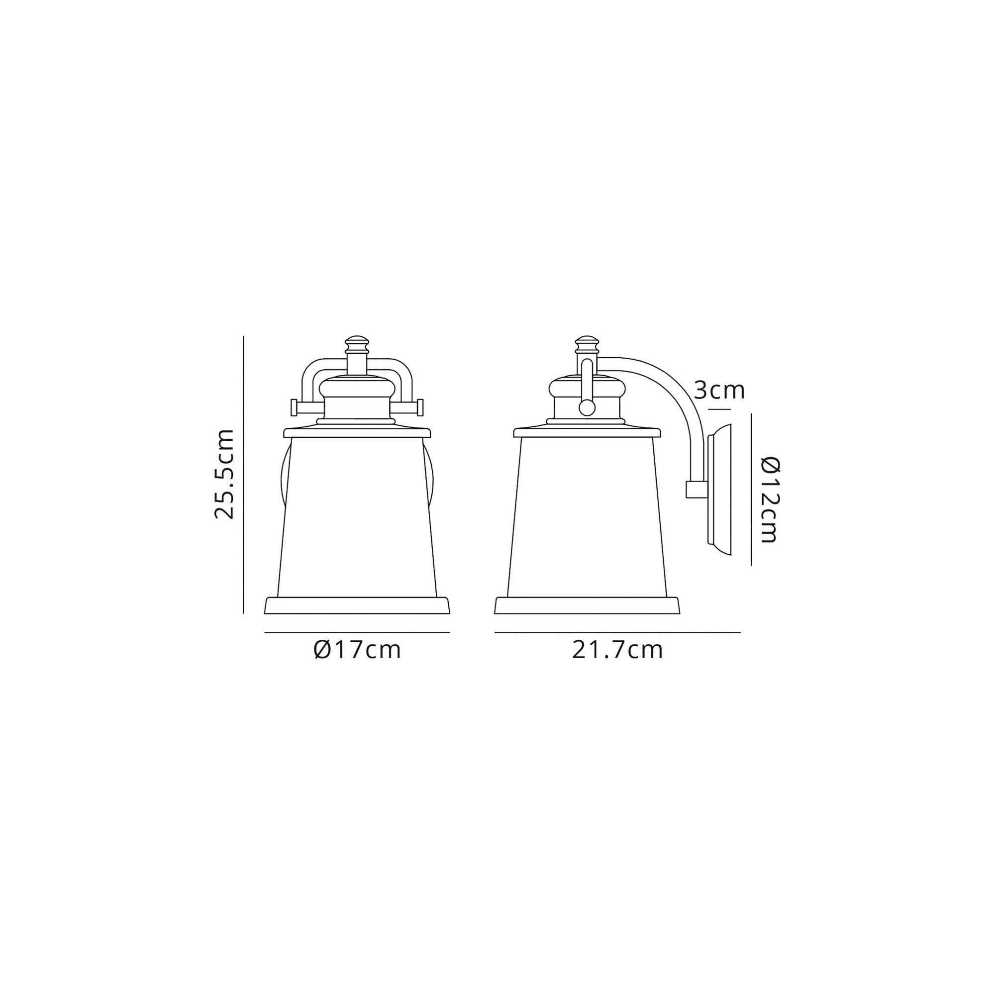 Fabula Nightingale Single Wall Lamp - Black/Gold & Seeded Clear Glass - IP54