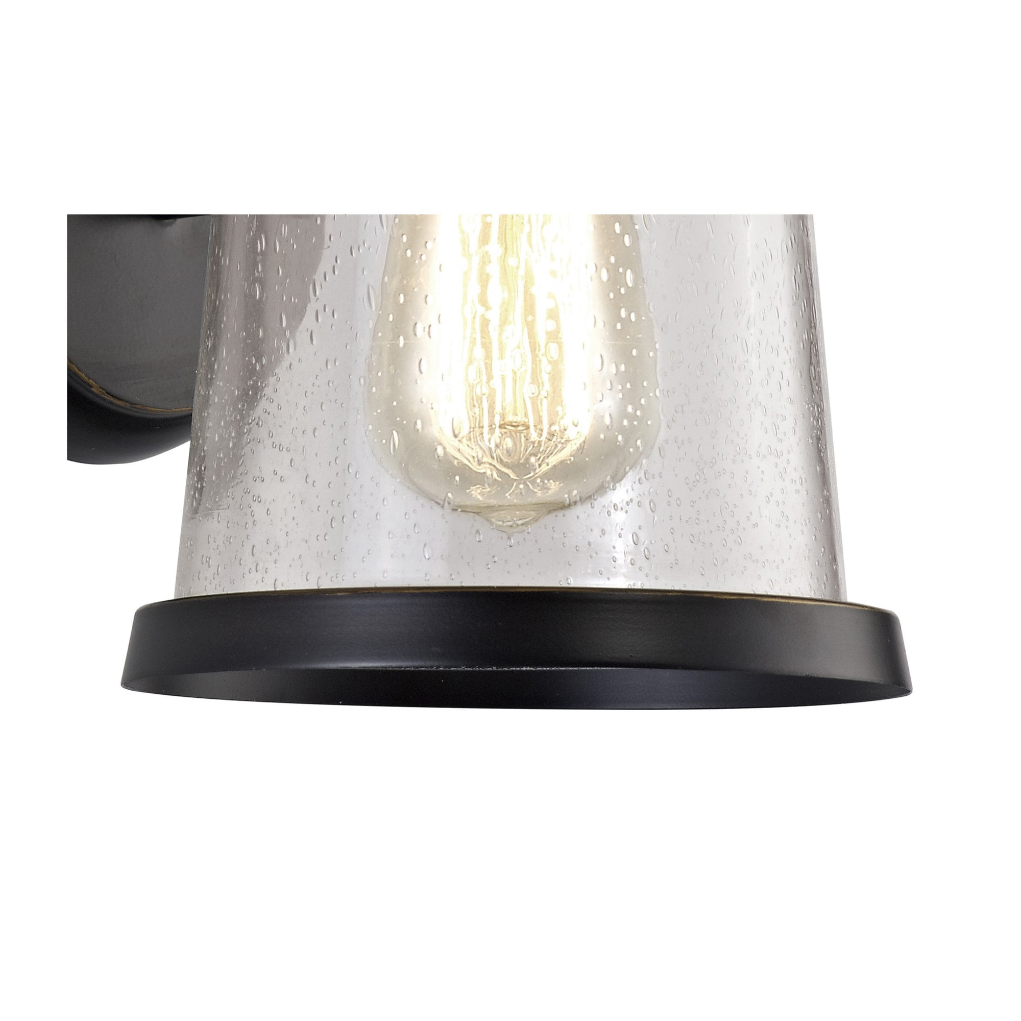 Fabula Nightingale Single Wall Lamp - Black/Gold & Seeded Clear Glass - IP54