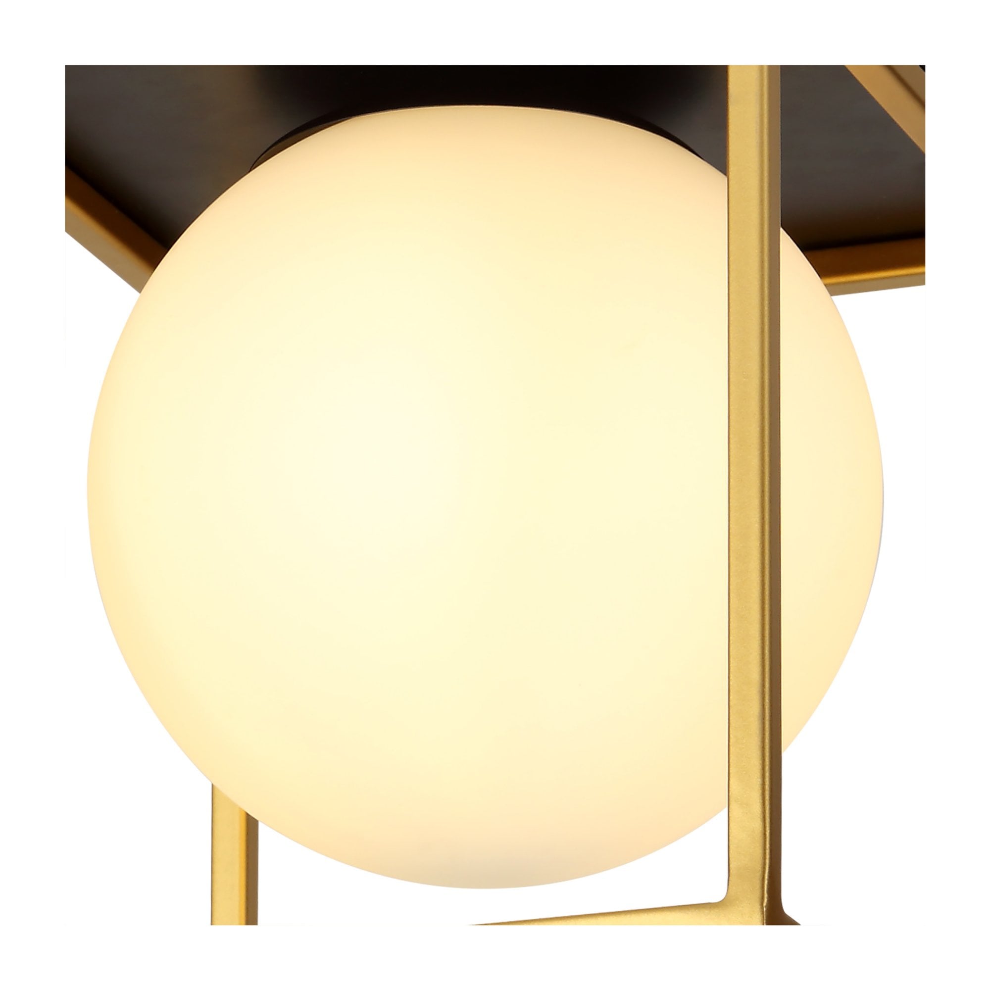 Fabula Newbury Single Square Flush Light - Matt Black & Painted Gold
