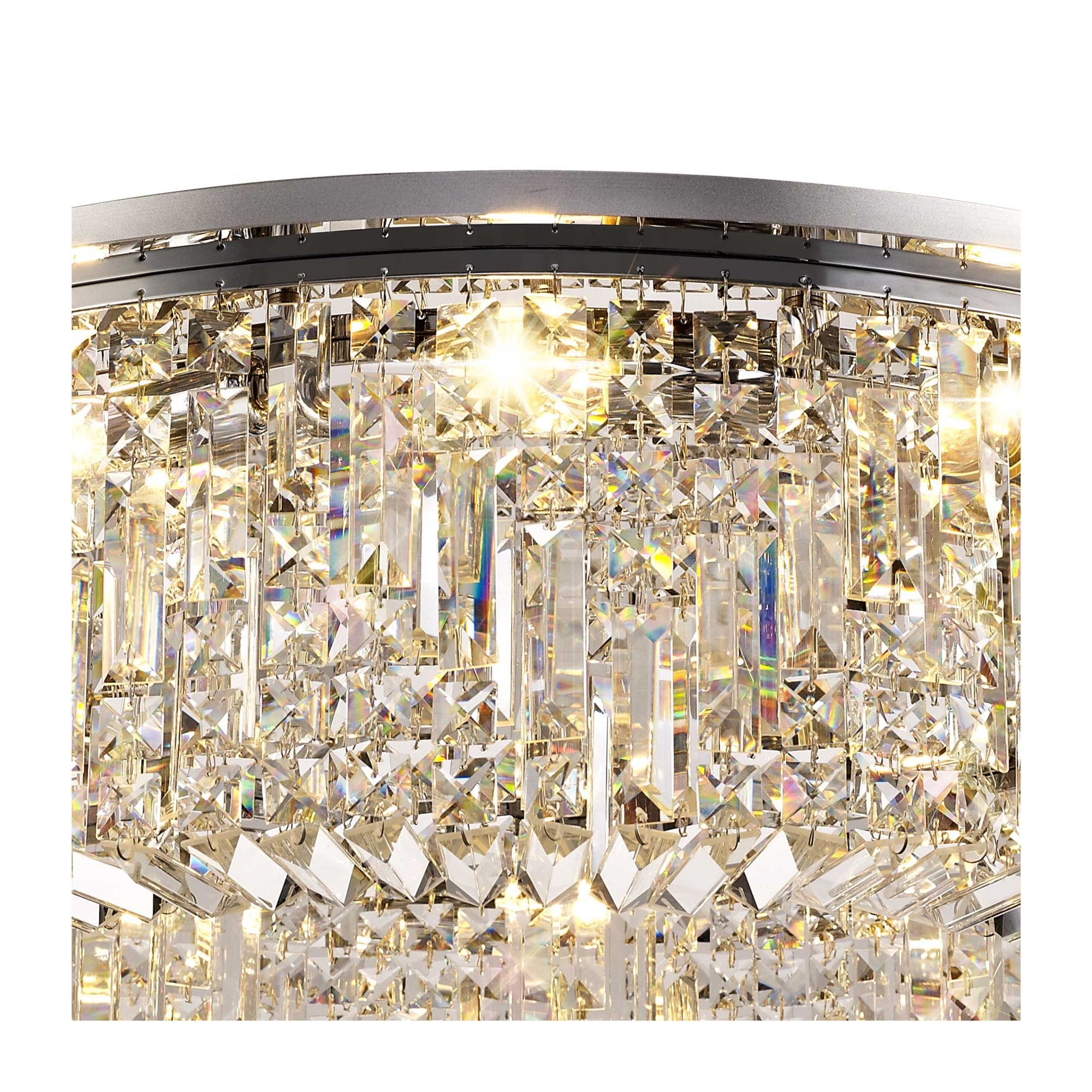 Fabula Fernbank 12 Light Round Flush Chandelier - Polished Chrome & Crystal