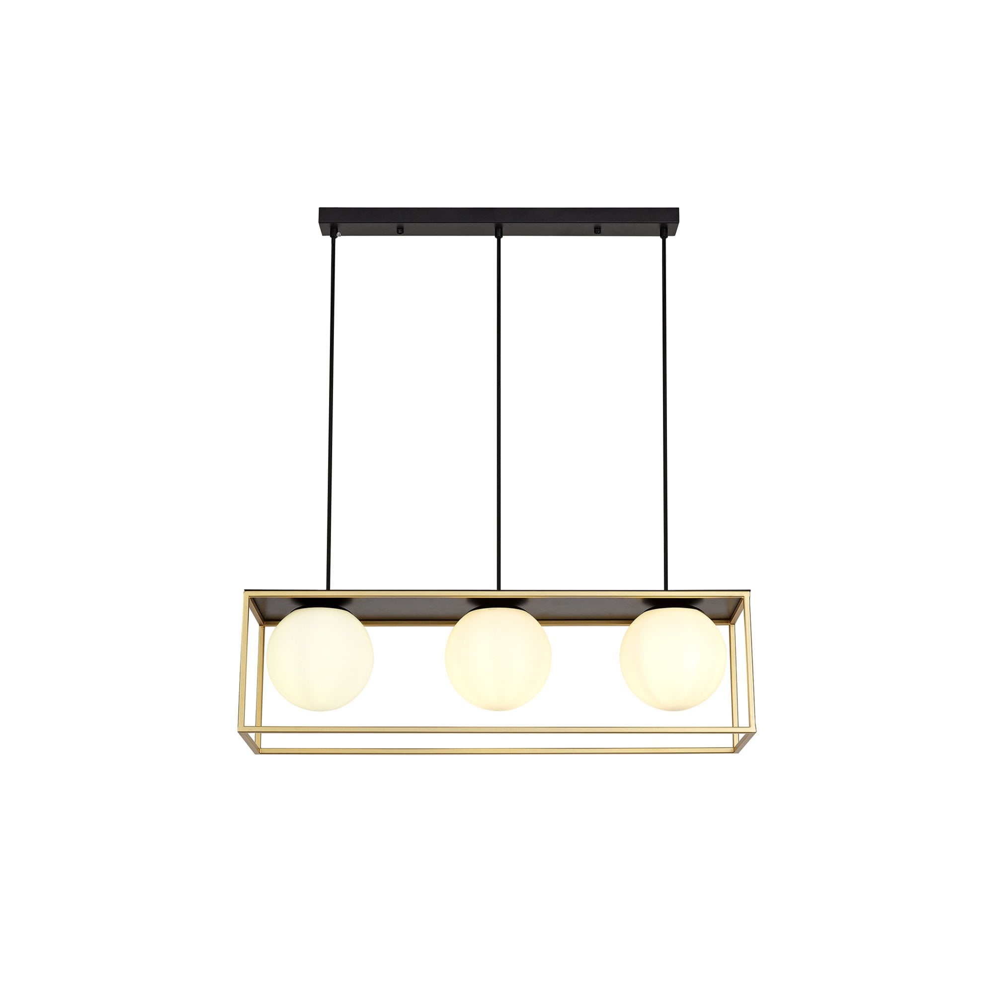 Fabula Newbury 3 Light Adjustable Linear Pendant - Matt Black & Painted Gold