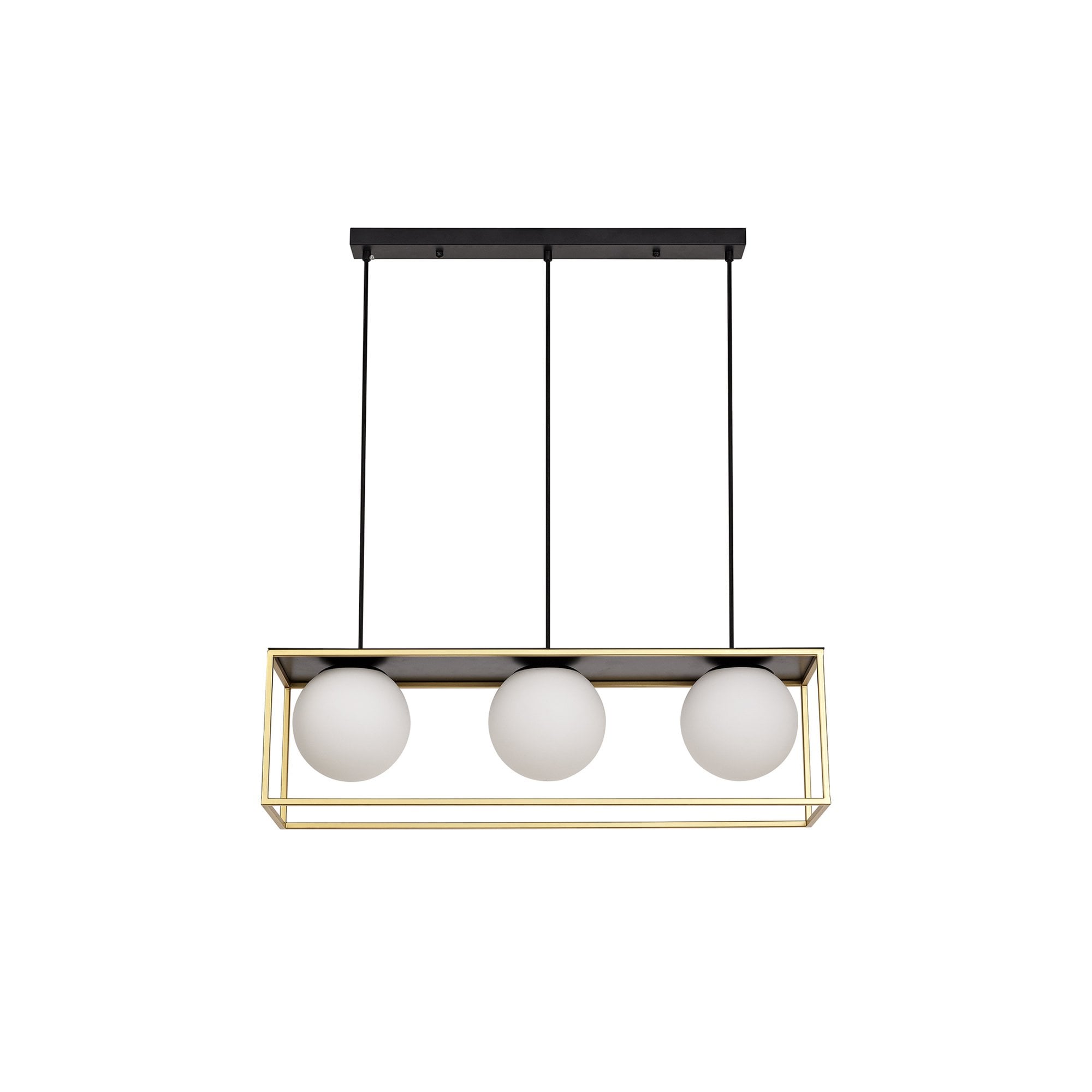 Fabula Newbury 3 Light Adjustable Linear Pendant - Matt Black & Painted Gold