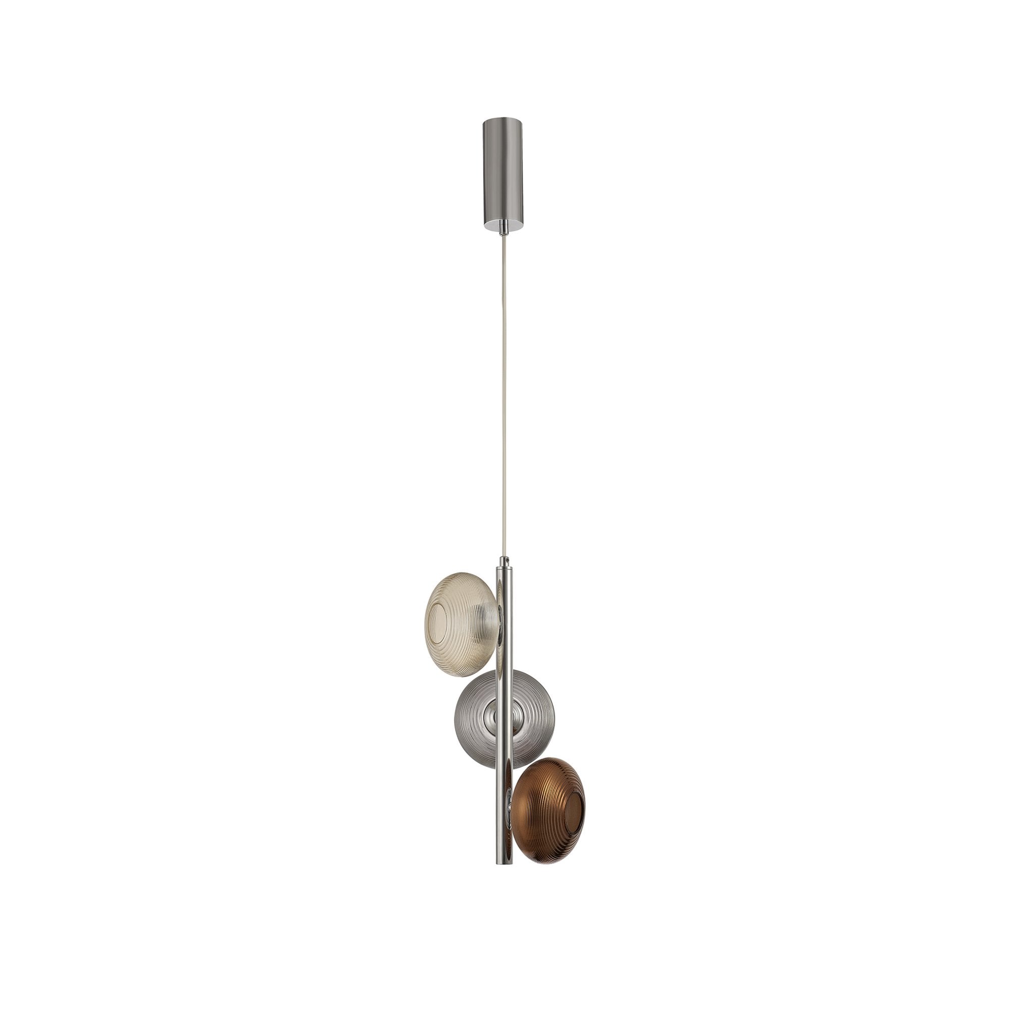 Fabula Ripley 3 Light LED Multi-Drop Pendant - Polished Chrome, Smoked, Copper & Champagne Glass