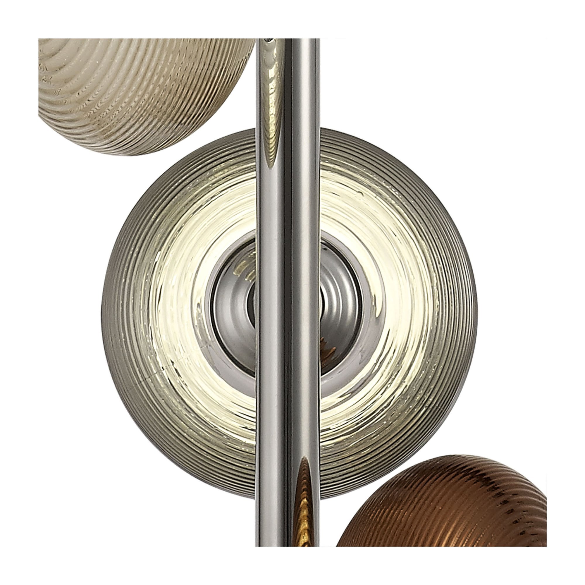 Fabula Ripley 3 Light LED Multi-Drop Pendant - Polished Chrome, Smoked, Copper & Champagne Glass