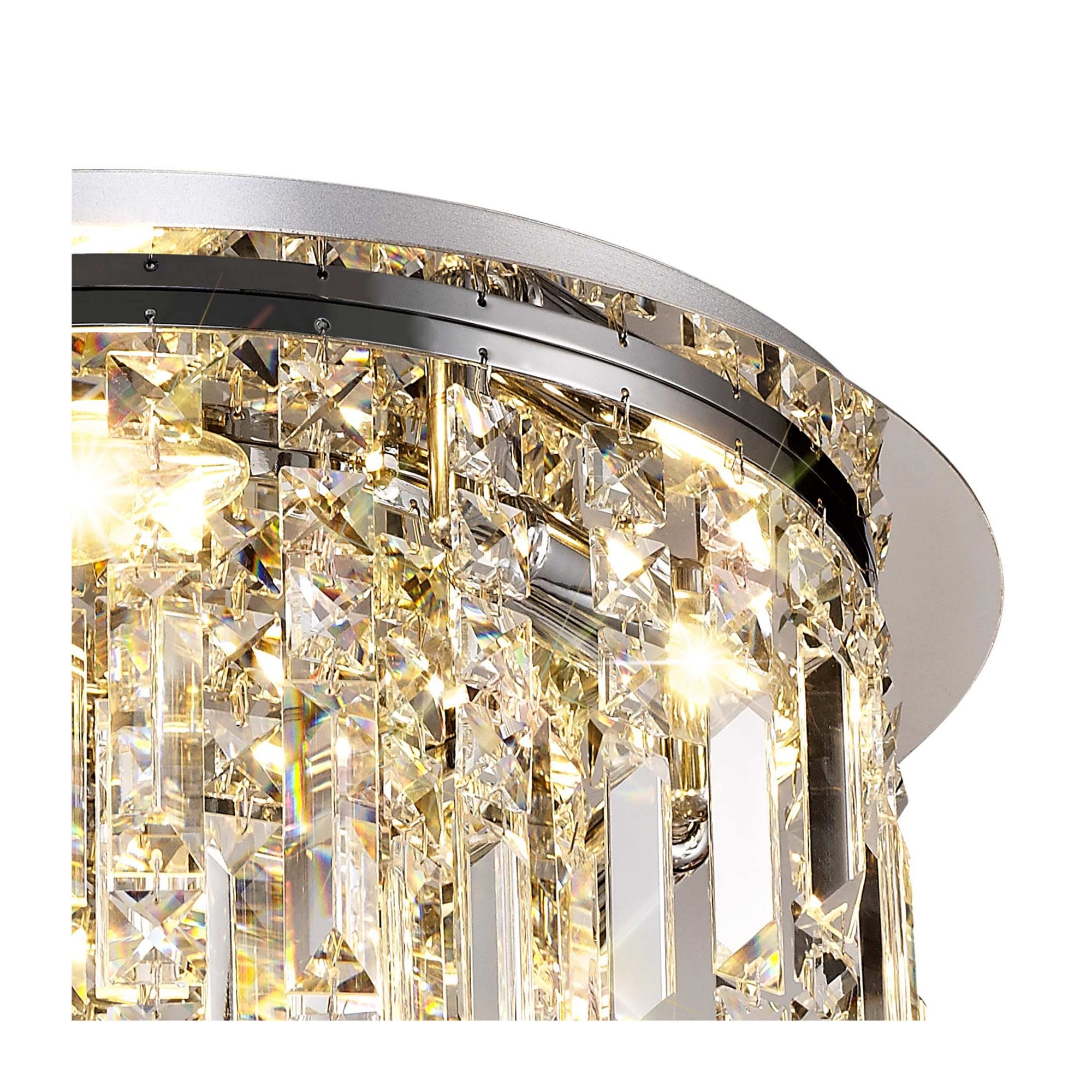 Fabula Fernbank 5 Light Round Flush Chandelier - Polished Chrome & Crystal