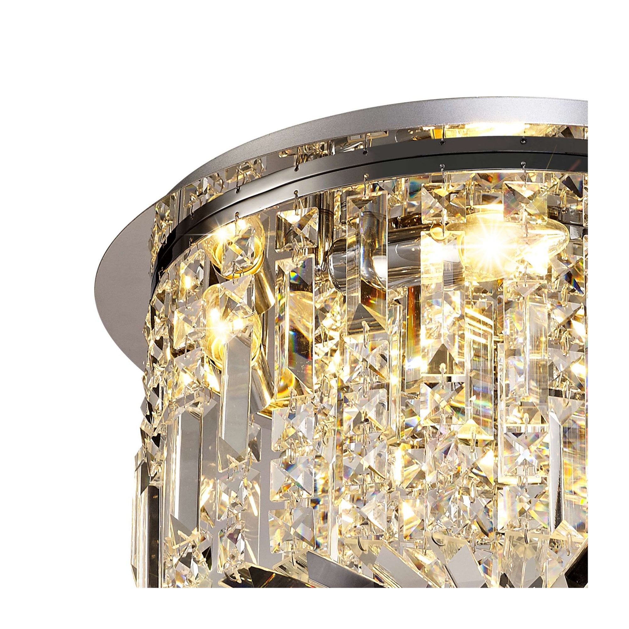 Fabula Fernbank 5 Light Round Flush Chandelier - Polished Chrome & Crystal