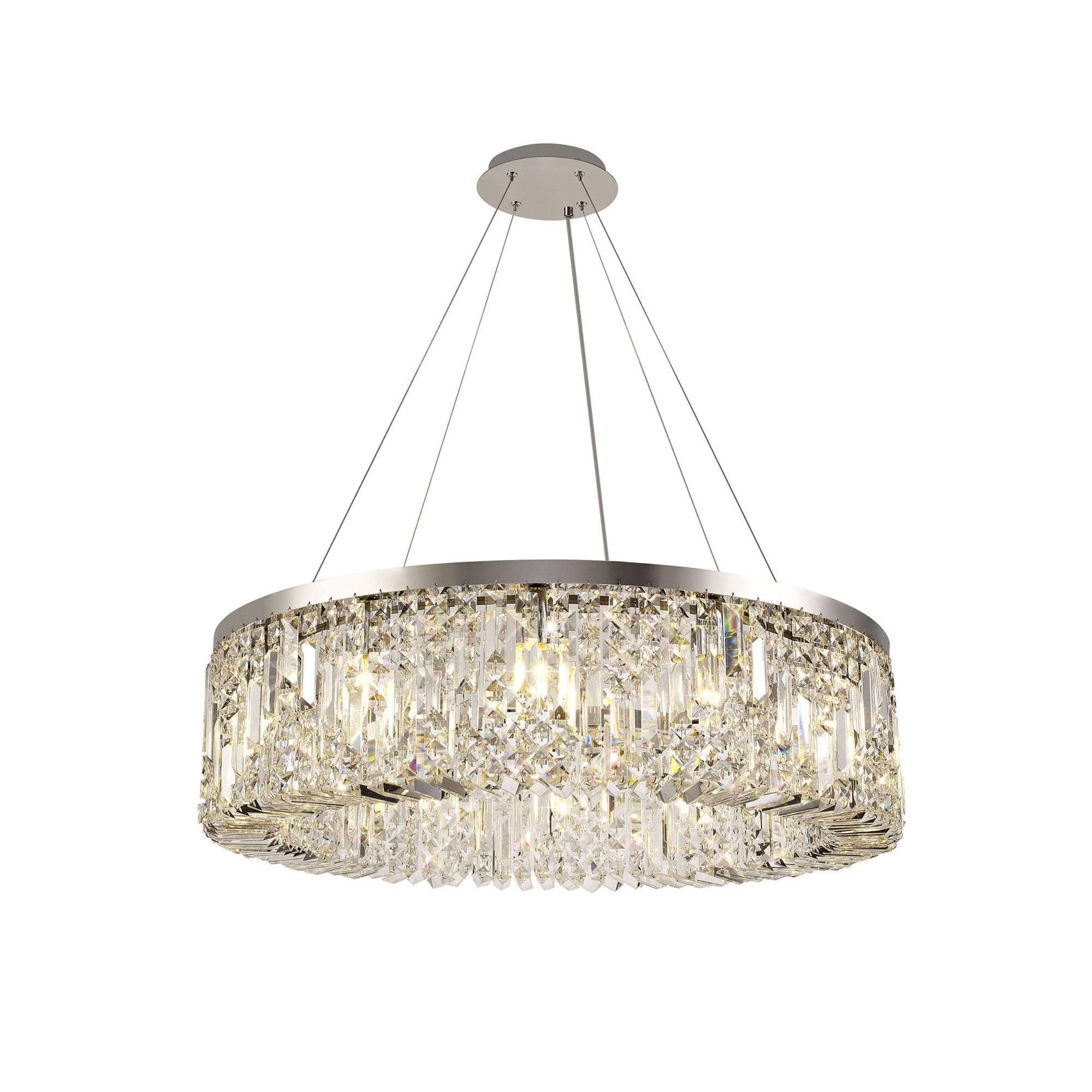 Fabula Fernbank 12 Light Round Pendant Chandelier - Polished Chrome & Crystal