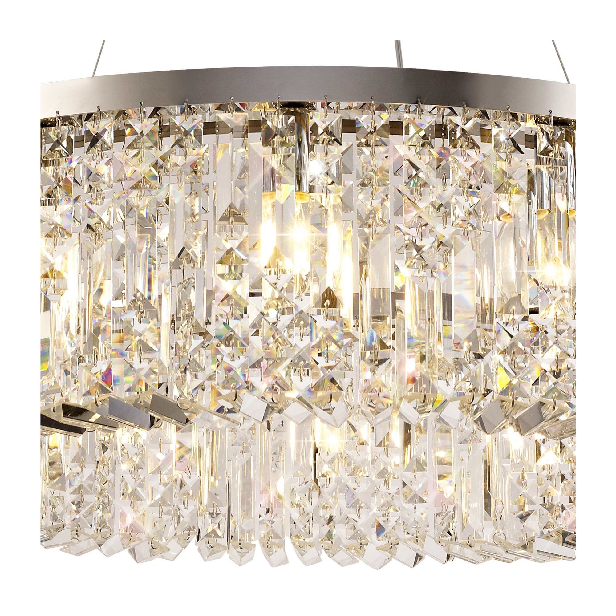 Fabula Fernbank 12 Light Round Pendant Chandelier - Polished Chrome & Crystal