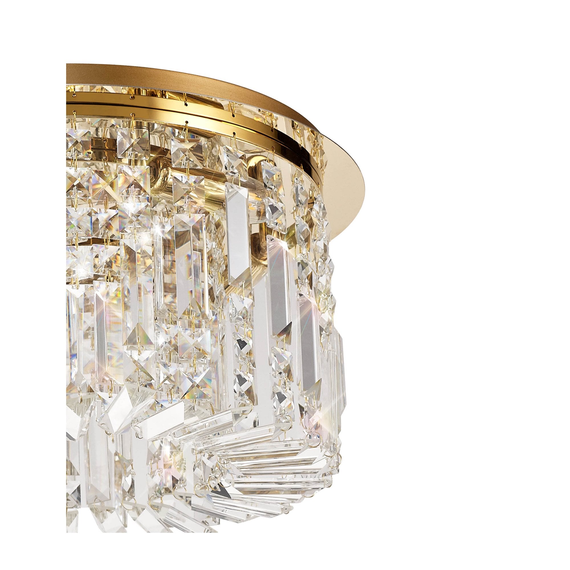 Fabula Fernbank 5 Light Round Flush Chandelier - Gold & Crystal