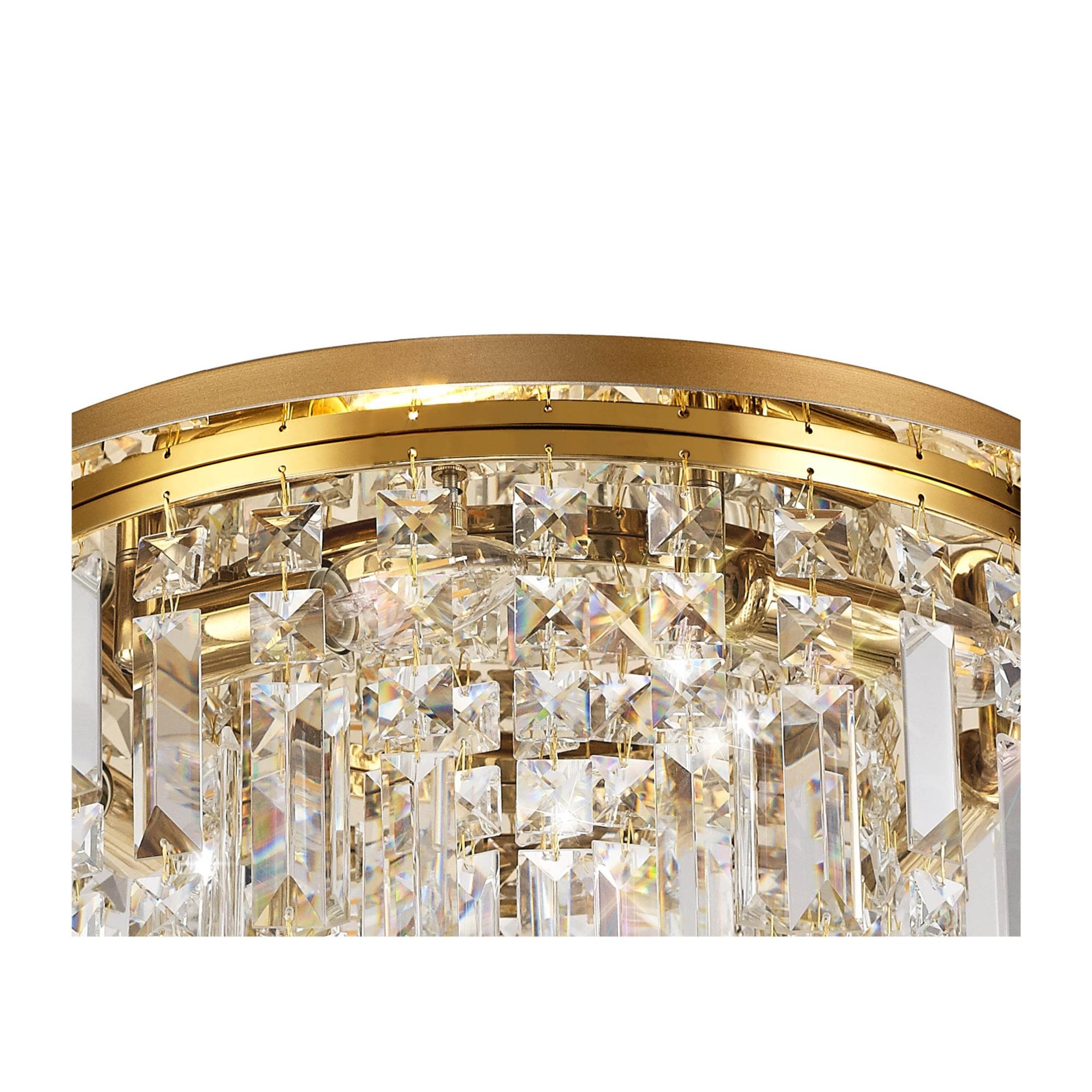 Fabula Fernbank 5 Light Round Flush Chandelier - Gold & Crystal