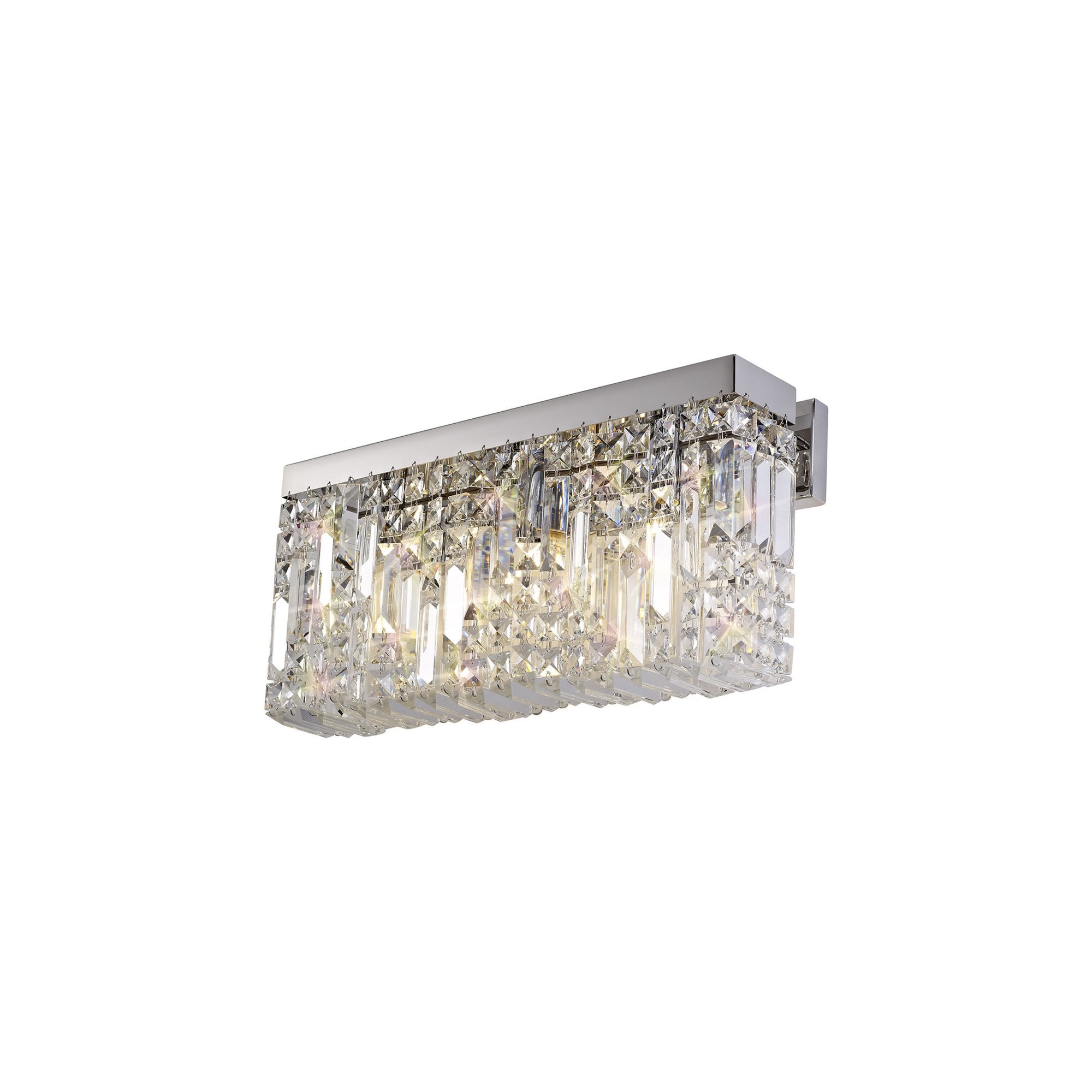 Fabula Fernbank 3 Light Large Rectangular Wall Lamp - Polished Chrome & Crystal