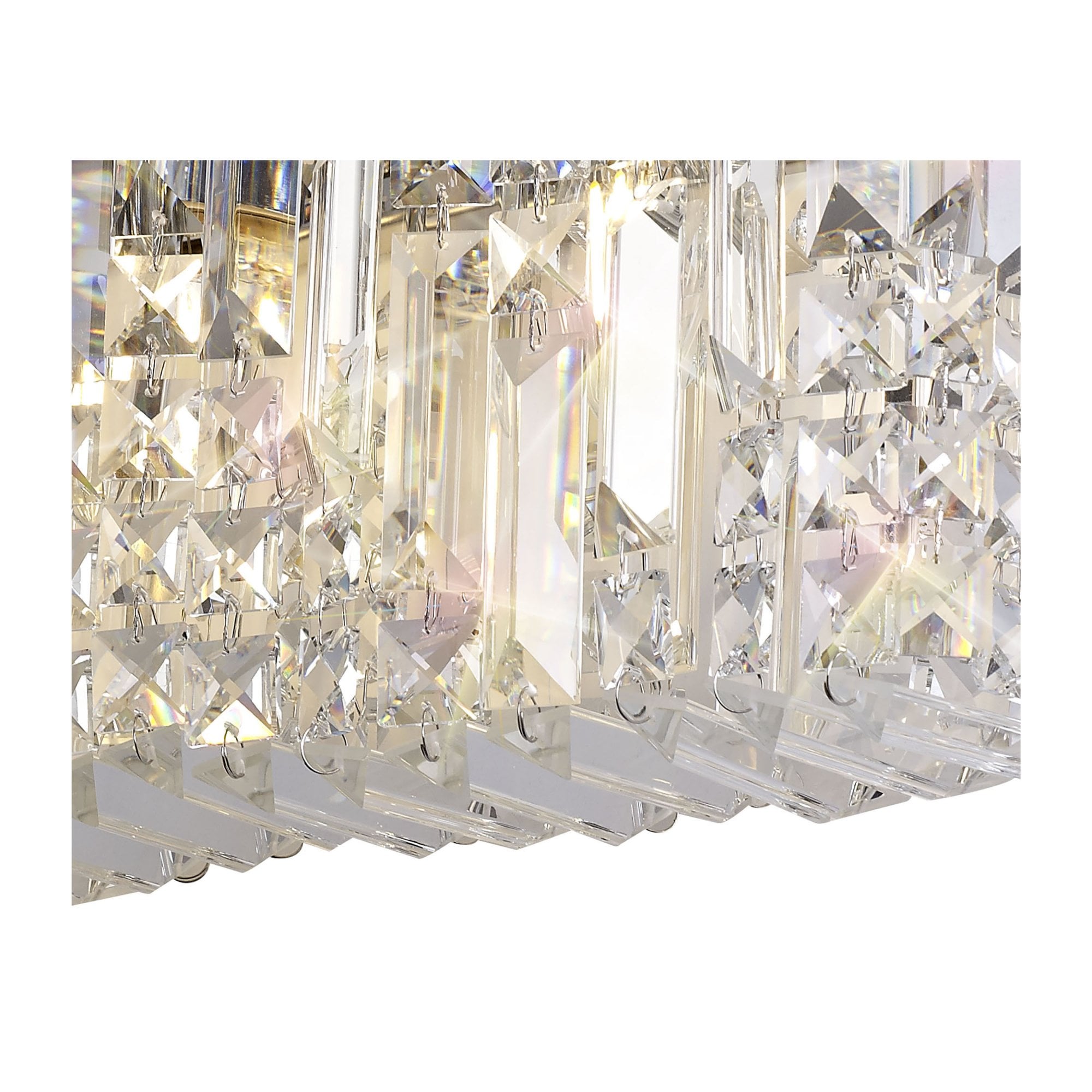 Fabula Fernbank 3 Light Large Rectangular Wall Lamp - Polished Chrome & Crystal